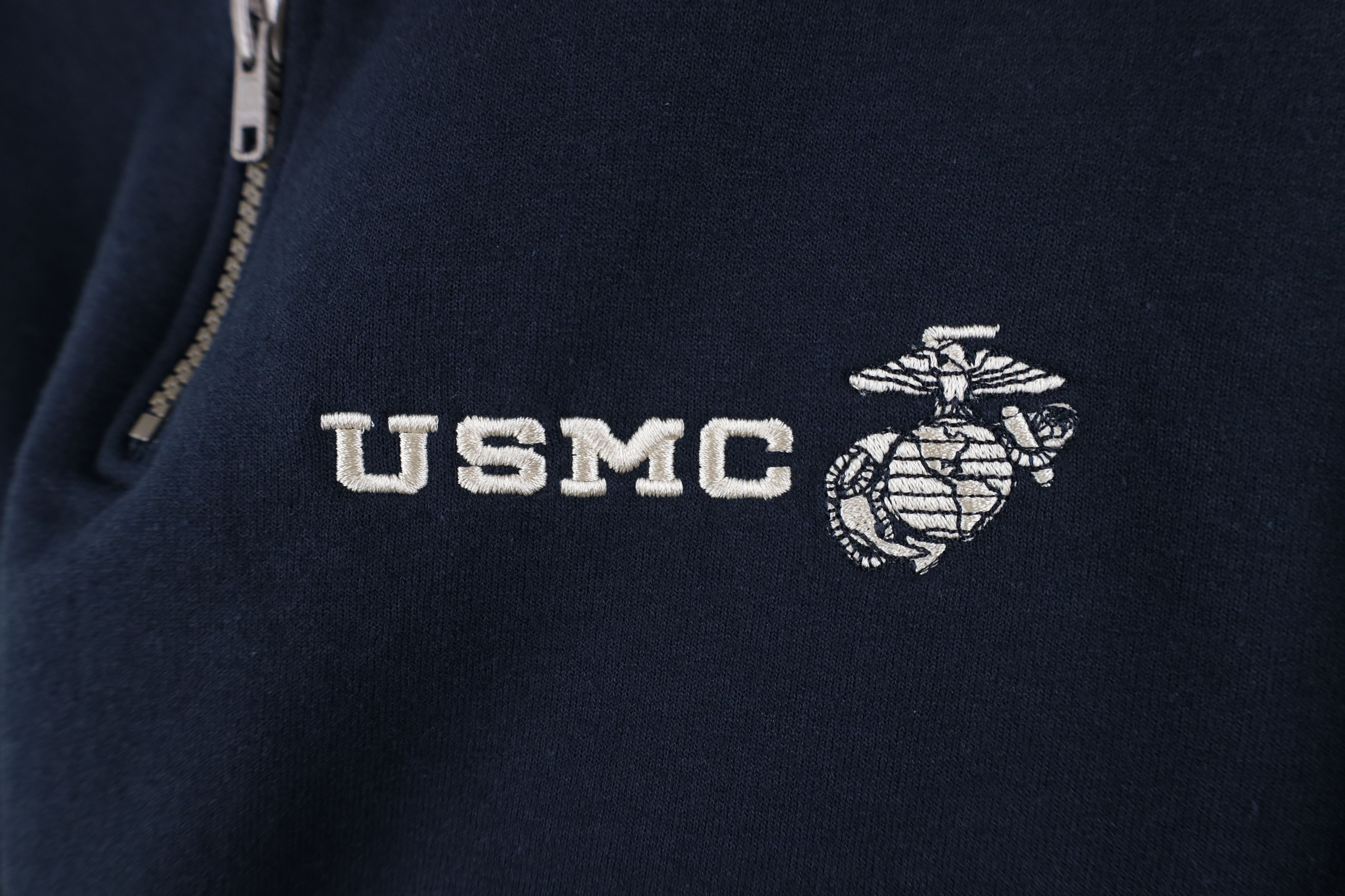 Vintage Vintage 90s United State Marine Corps Half Zip Sweatshirt Size US L / EU 52-54 / 3 - 4 Thumbnail