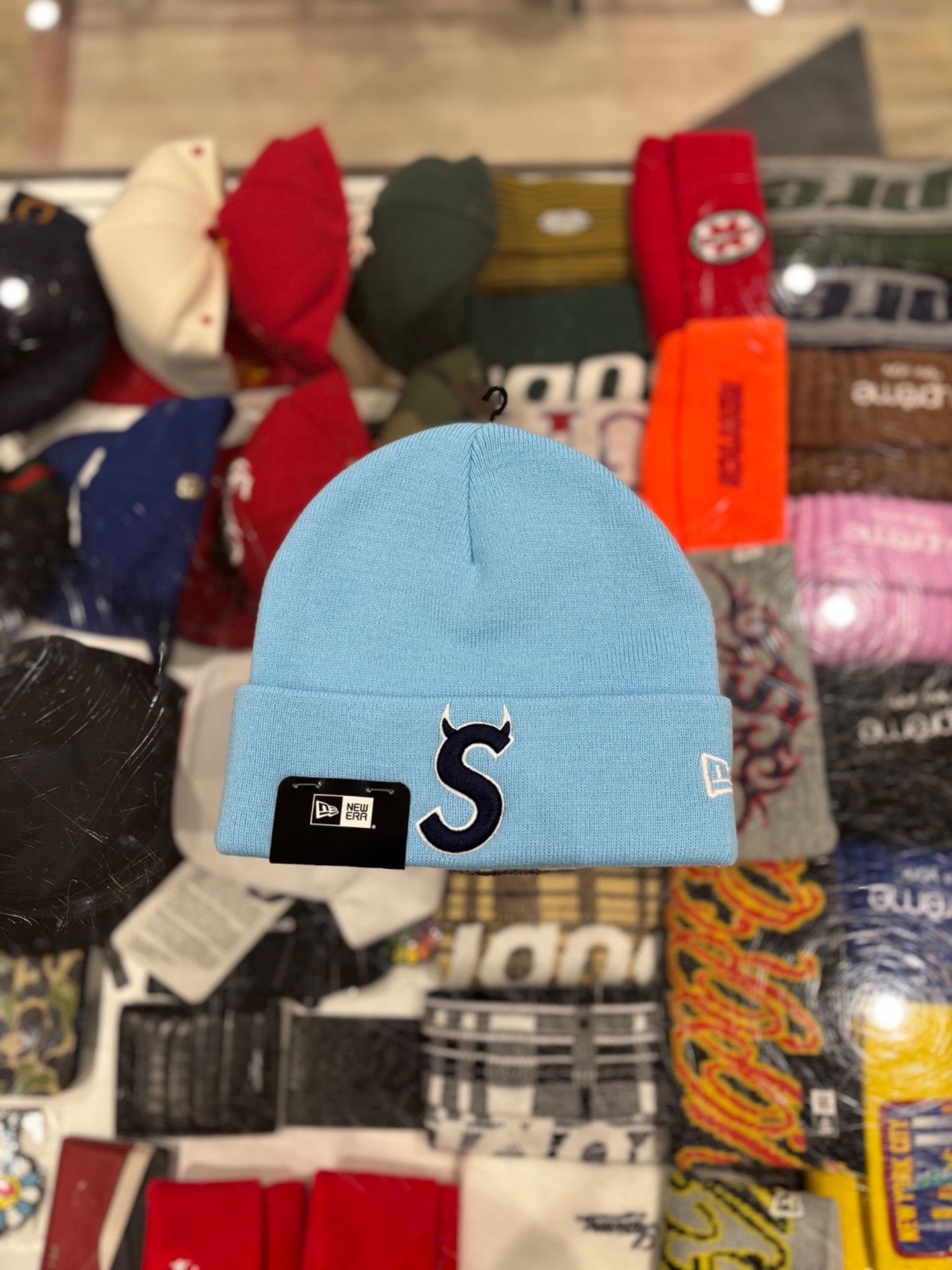 Supreme Supreme New Era Outline Beanie Light Blue | Grailed