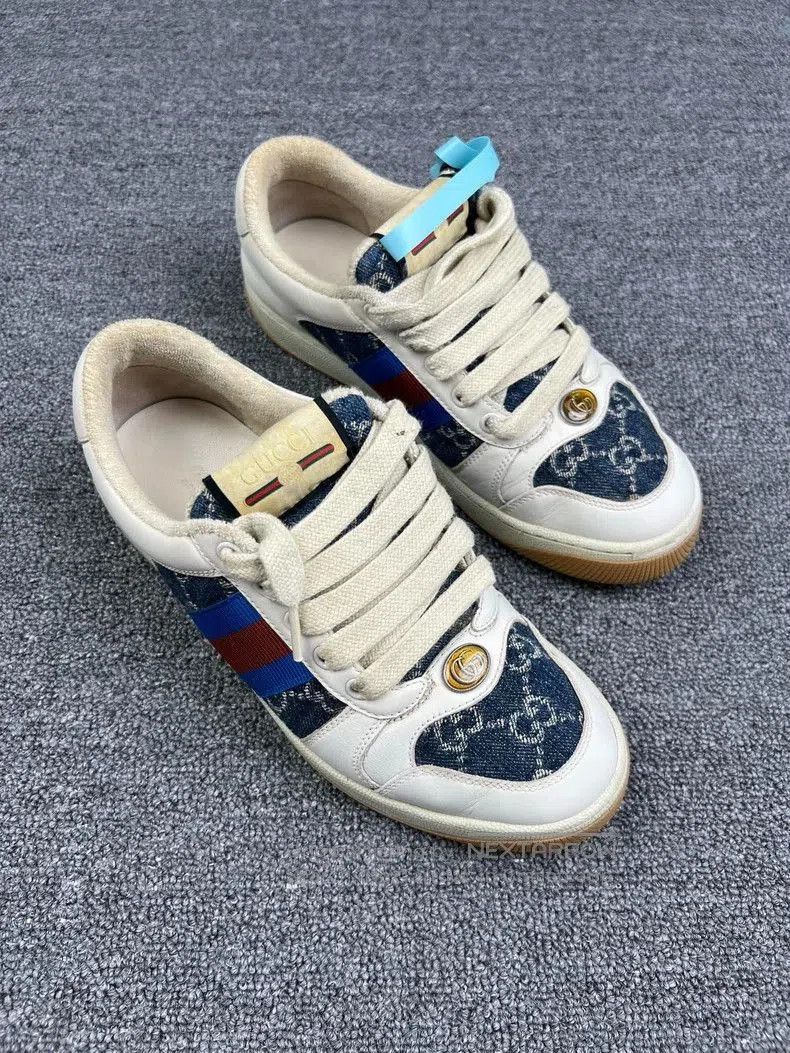 Gucci Gucci Denim Distressed Sneakers. Size US 6.5 / EU 39-40 - 2 Thumbnail