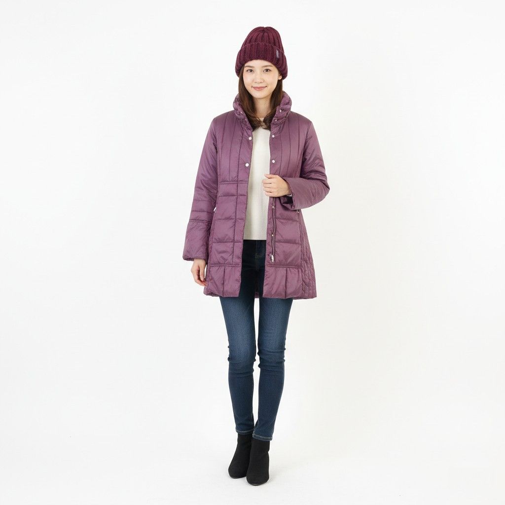 Vintage Feyem Women S Jacket Purple Shiny Nylon Padded Long 10830 Size S / US 4 / IT 40 - 1 Thumbnail