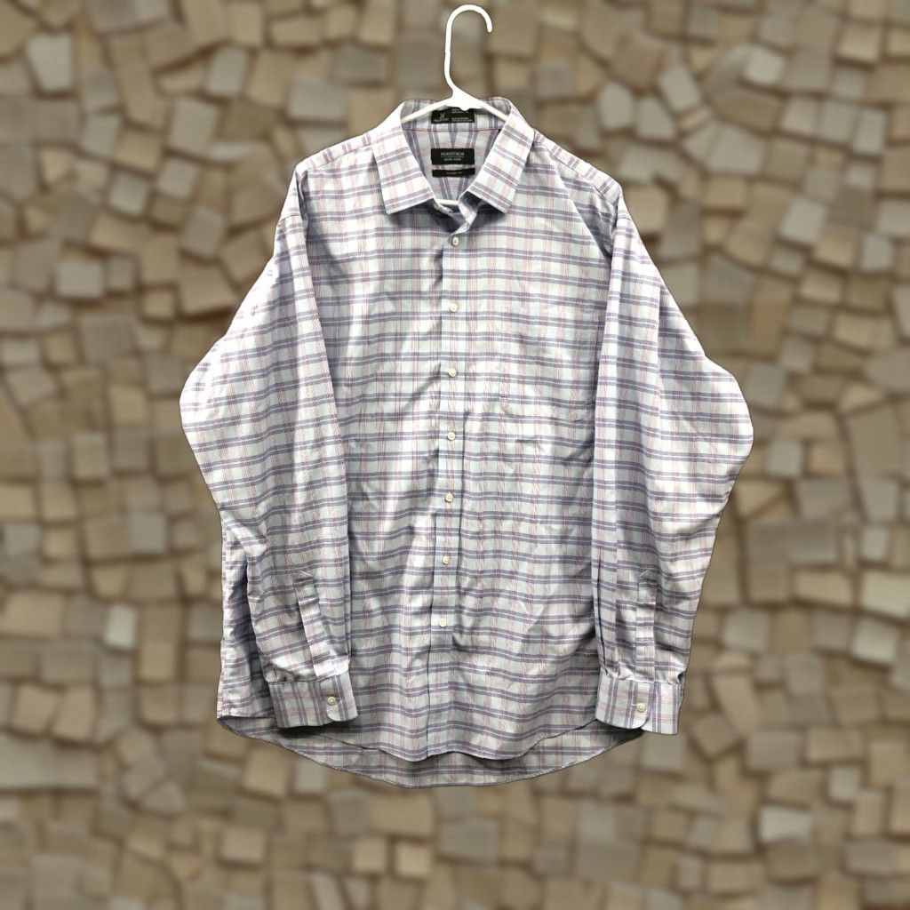 Nordstrom Nordstrom Shirt Mens 37 Multicolor Plaid Long Sleeve Button-Up Spread Collar Size 17.5 Regular Knit Polyester Casual Classic Modern Outdoor Mens Size US XXL / EU 58 / 5 - 1 Thumbnail