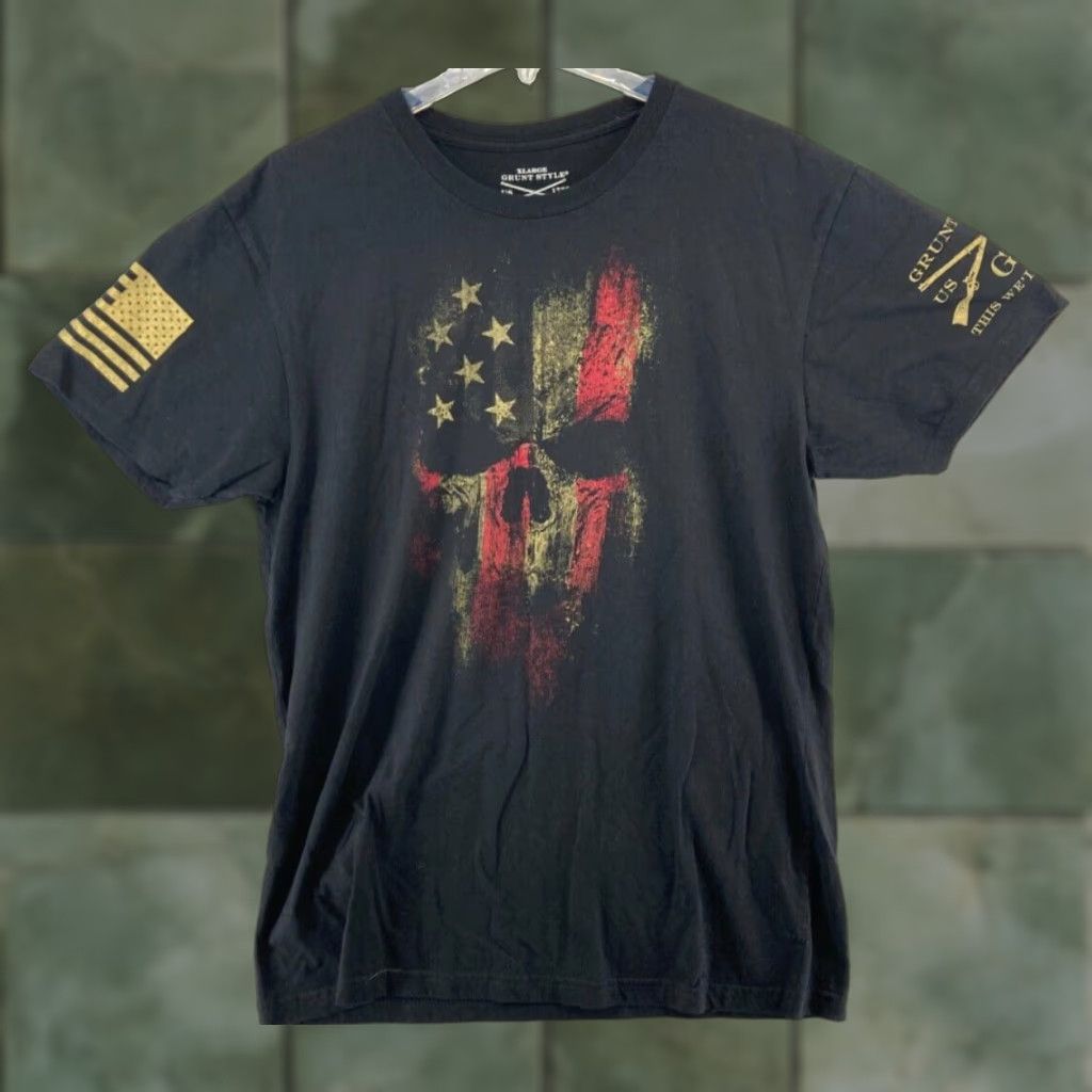 Vintage Grunt Style Mens T-Shirt XL Black Skull American Flag This Well Defend Shirt Mens XL Black Skull American Flag Grunt Style Size US XL / EU 56 / 4 - 1 Thumbnail