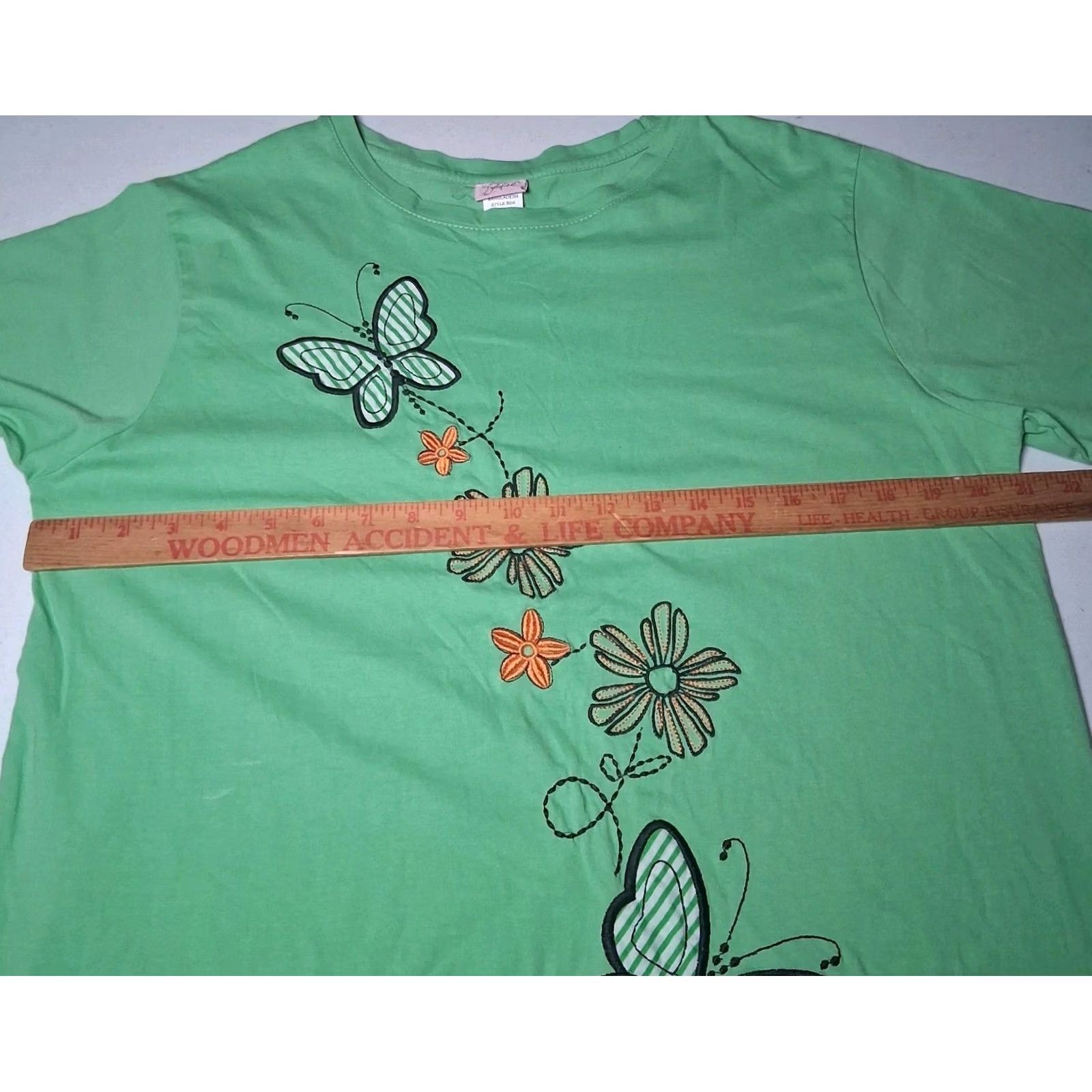 Vintage VINTAGE Adrian Delafield Shirt L Green Butterflies Flowers Whimsical Nature Casual Embroidered T-Shirt Womens Size L / US 10 / IT 46 - 7 Thumbnail