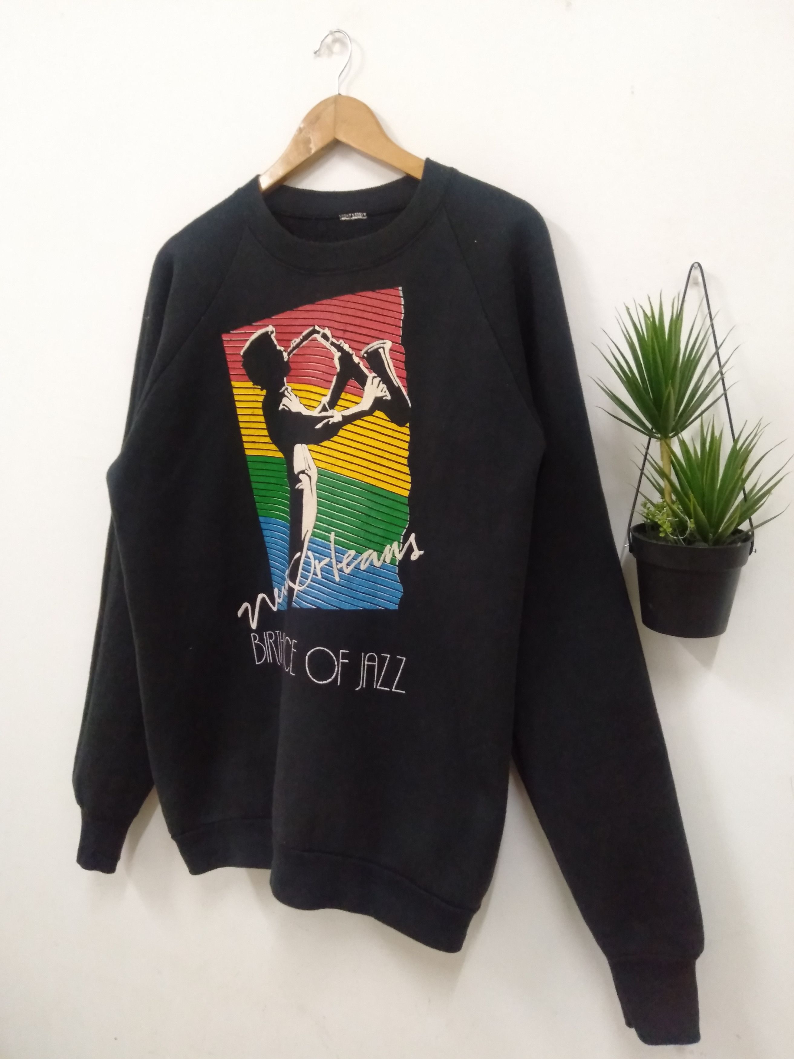 Band Tees Vintage 90s New Orlean Jazz rainbow graphic print sweatshirt Size US L / EU 52-54 / 3 - 6 Thumbnail