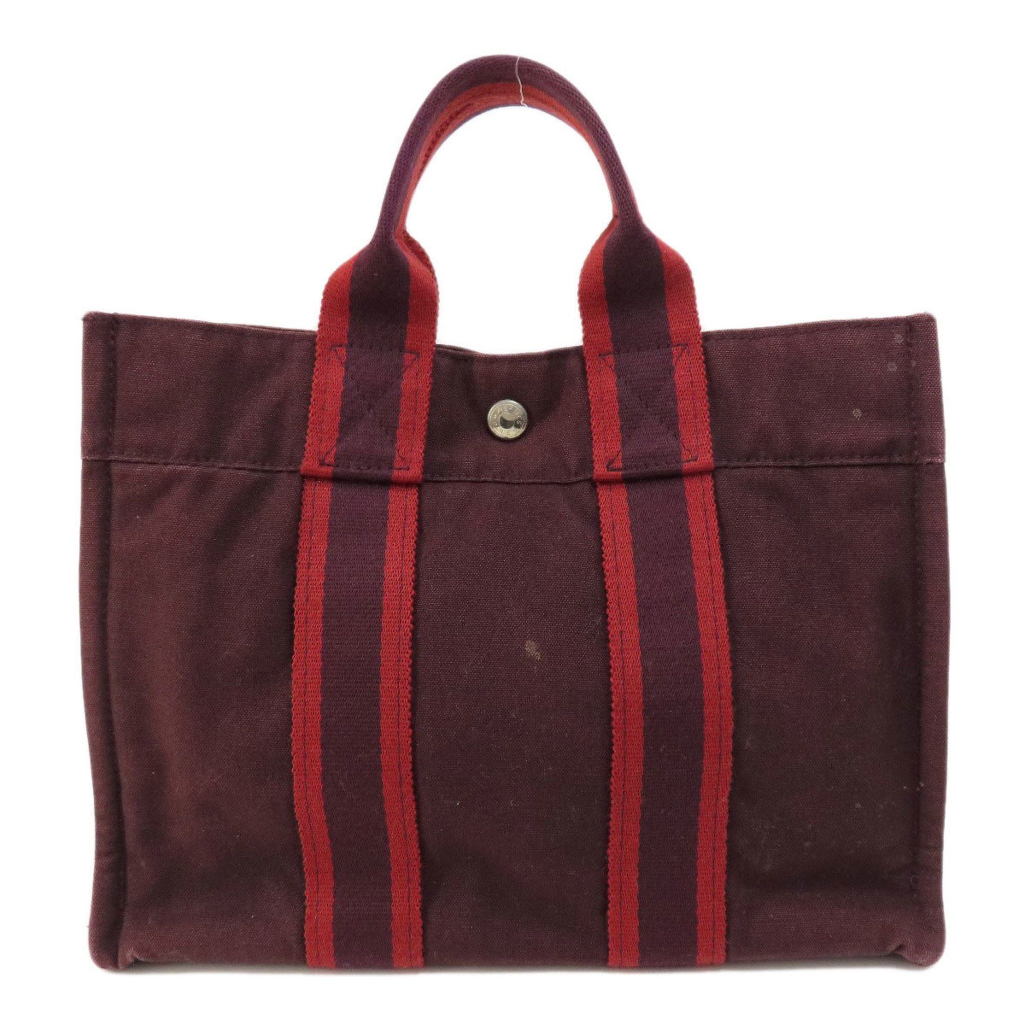 image of Hermes Sac Foul Tou Pm Handbag Canvas Women's Hermes in Bordeaux