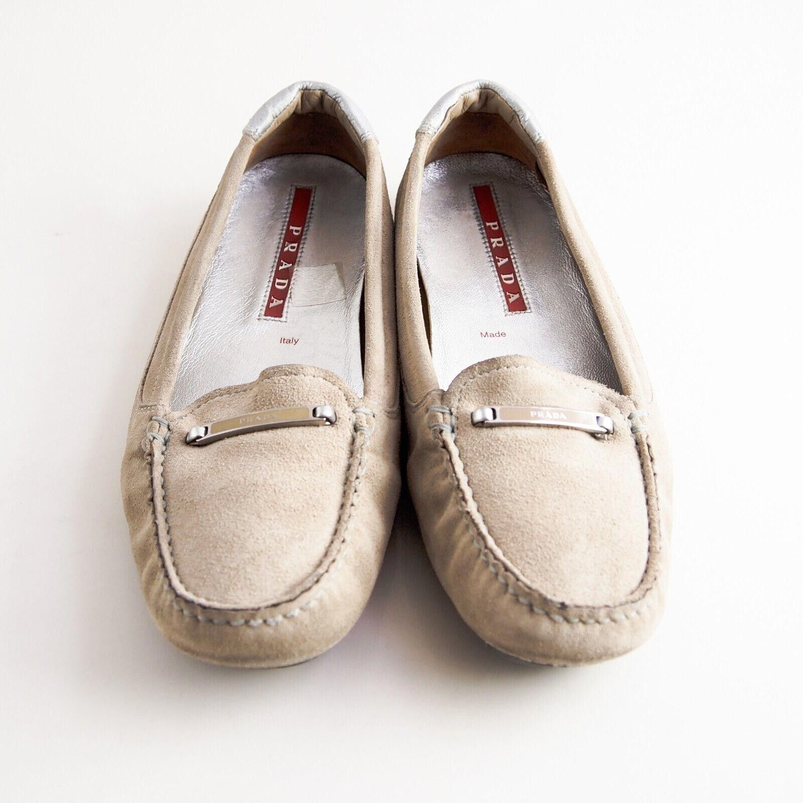 Prada Prada Driving Loafers Beige Suede Womens EU 36 US 6 Size US 6 / IT 36 - 1 Thumbnail