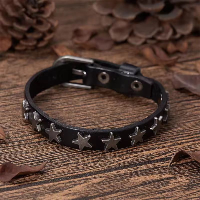 Japanese Brand Punk Buckle Star Leather Bracelets Size ONE SIZE - 1 Thumbnail