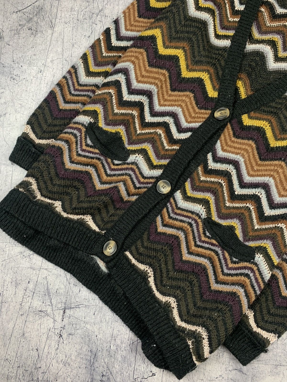 Missoni Missoni Lindex 3D Knit Cardigan Zig Zag Pattern Luxury Italy Size L / US 10 / IT 46 - 3 Thumbnail