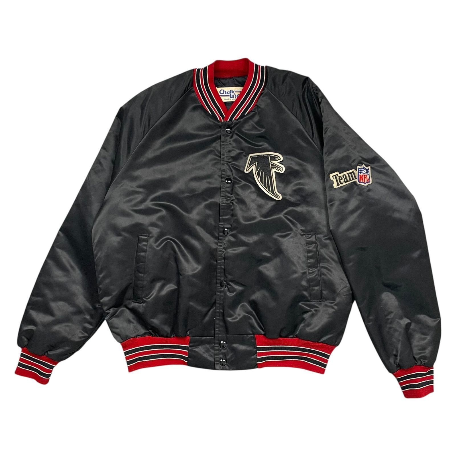 NFL VTG 90s ATLANTA FALCONS CHALK LINE SATIN JACKET SPELL OUT L Size US L / EU 52-54 / 3 - 2 Thumbnail