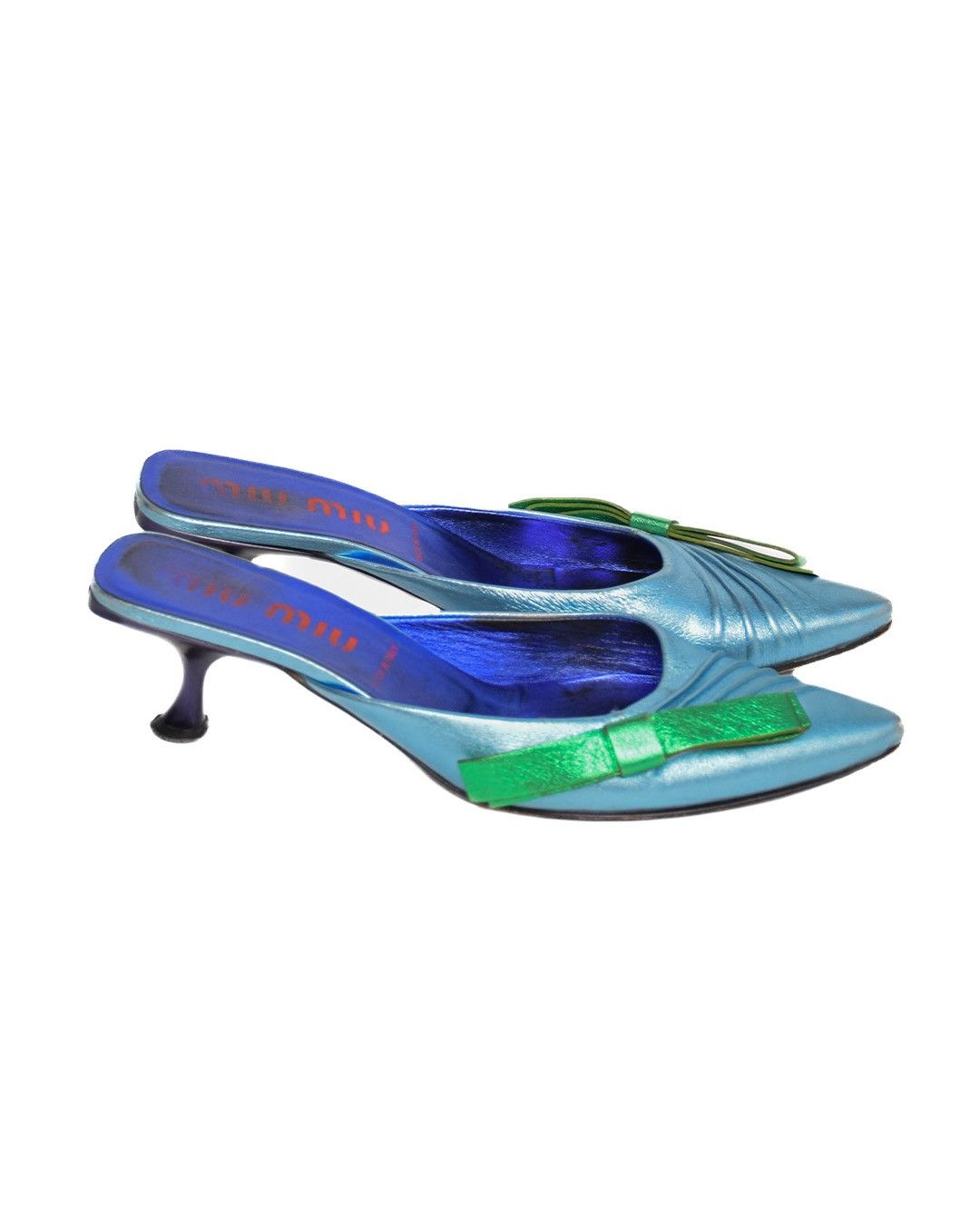 Miu Miu Miu Miu S/S2000 Bow Metallic Leather Mules Size US 8 / IT 38 - 5 Thumbnail