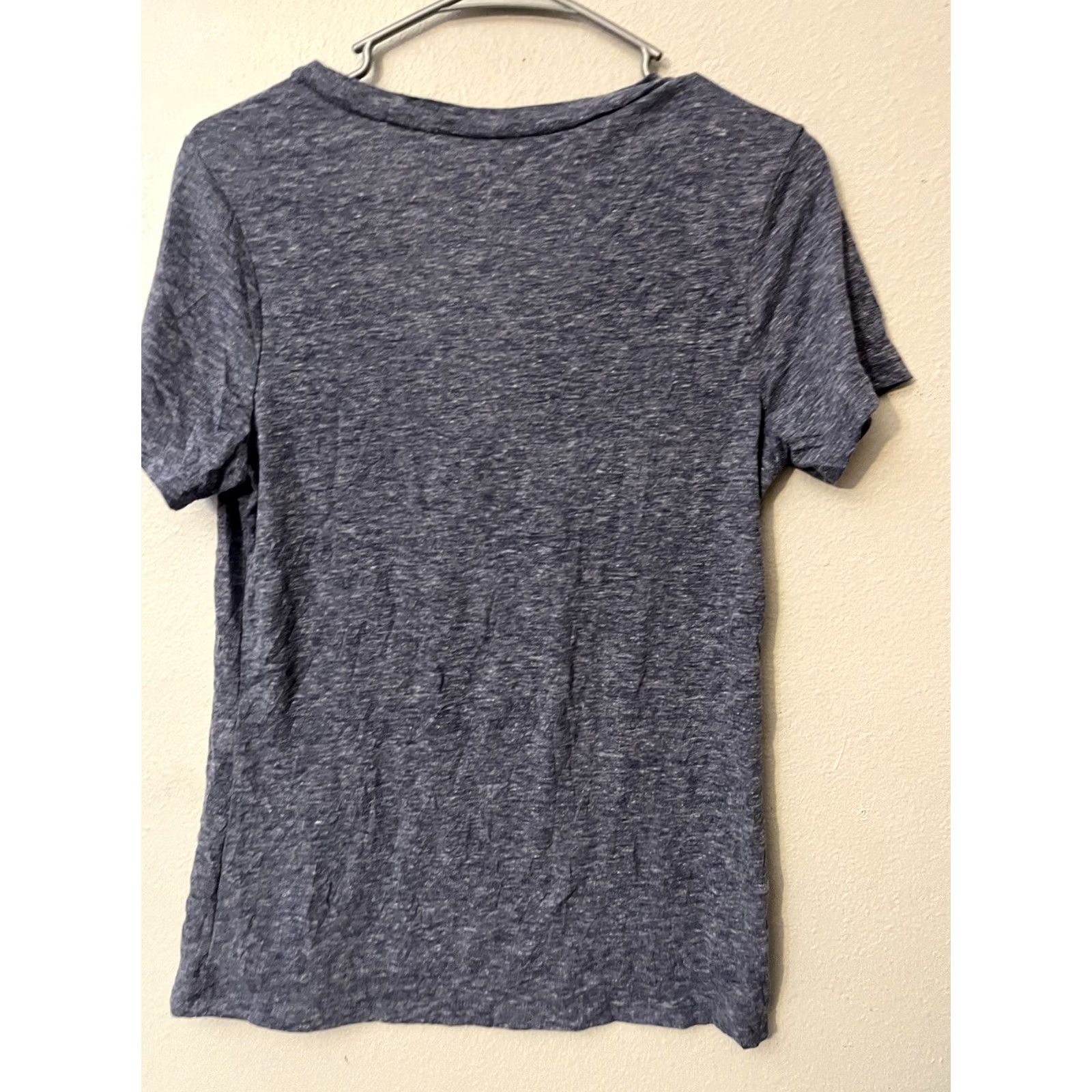 Old Navy Old Navy Shirt Womens Solid Blue Cotton V-Neck Short Sleeve Medium Size M / US 6-8 / IT 42-44 - 4 Thumbnail