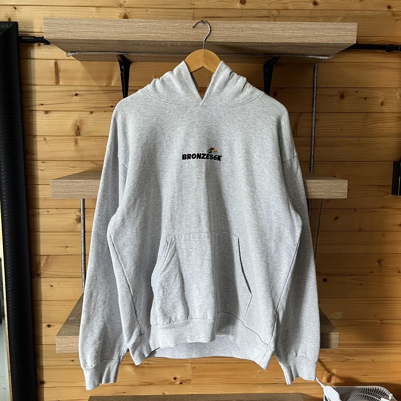 image of Bronze 56K Embroidered Speed Hoodie in Grey, Men's (Size Large)