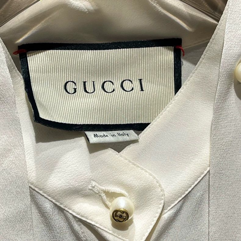 Gucci Gucci Silk pearl button ribbon shirt 2505-Nextarrow Size XS / US 0-2 / IT 36-38 - 3 Thumbnail