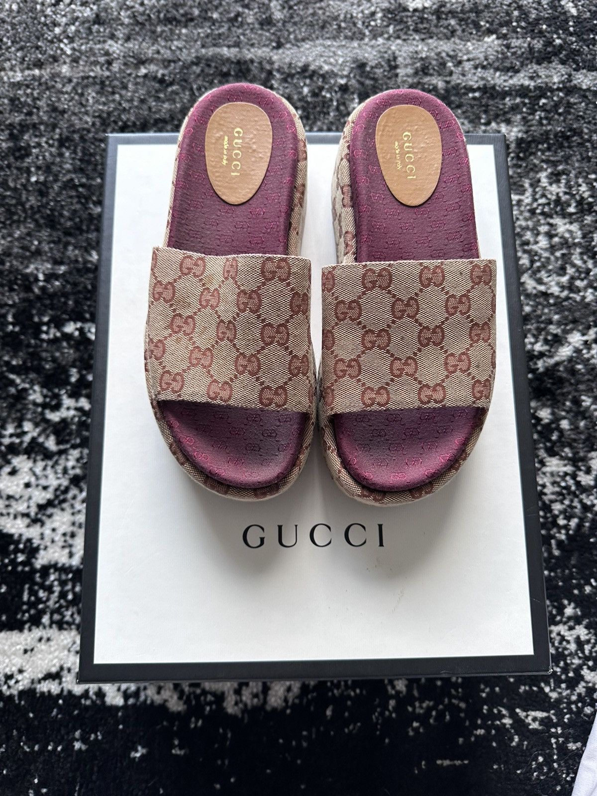 Gucci Gucci Platform Slide - Burgundy | Grailed