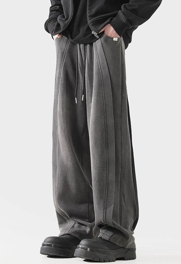 image of Vintage Cleanfit Retro Washed Swirl Pleated Baggy Pants in Black, Men's (Size 30)