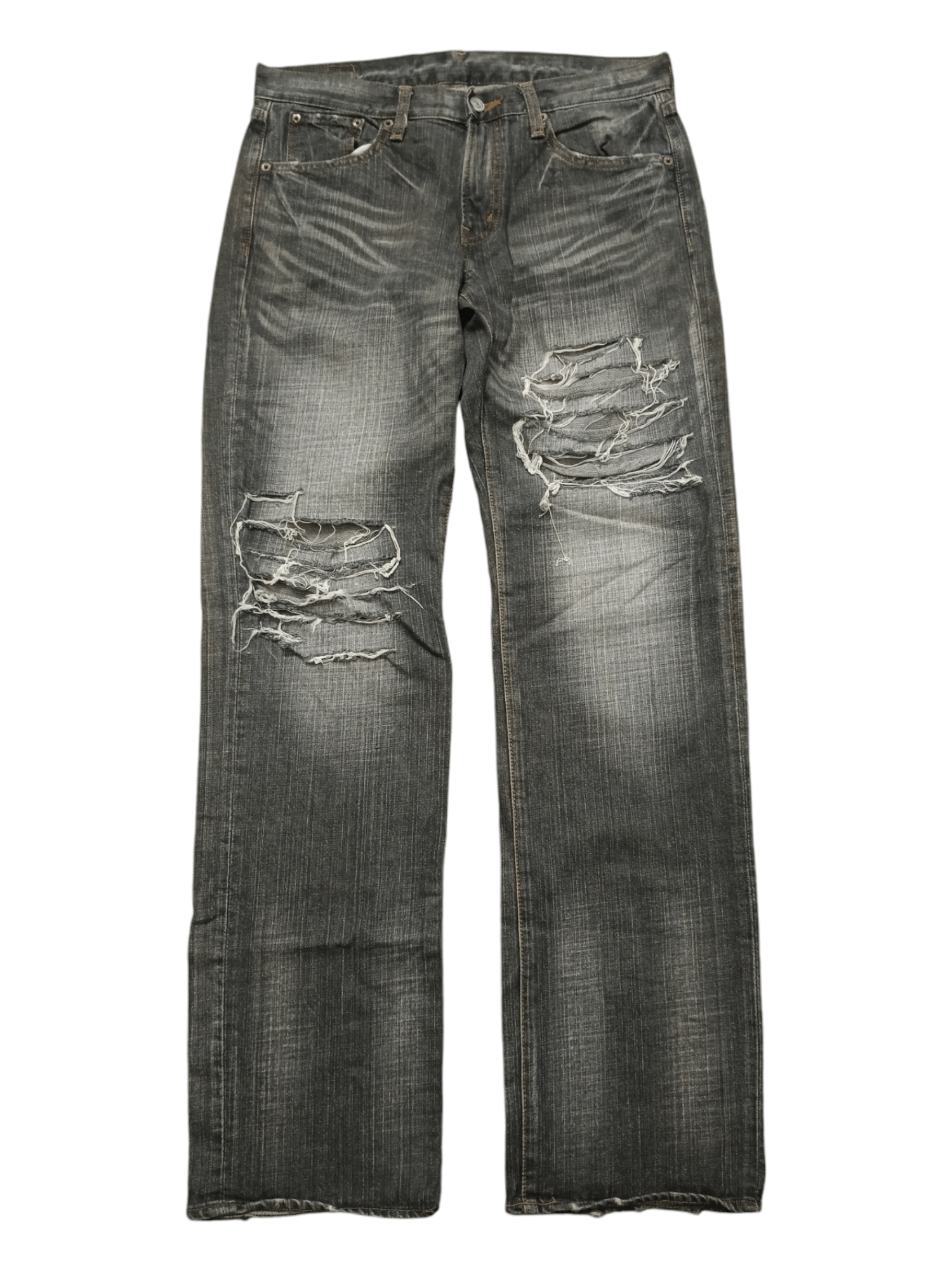 Japanese Brand SICK WASHED RIPED CRACK WASH BOBSON DENIM PANTS Size US 30 / EU 46 - 1 Thumbnail