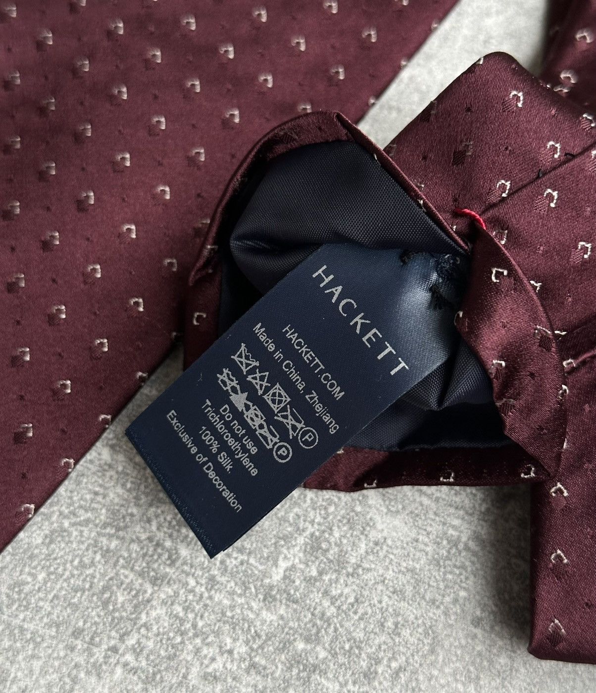 Hackett Hackett London Tie Burgundy 100% Silk Size ONE SIZE - 7 Thumbnail