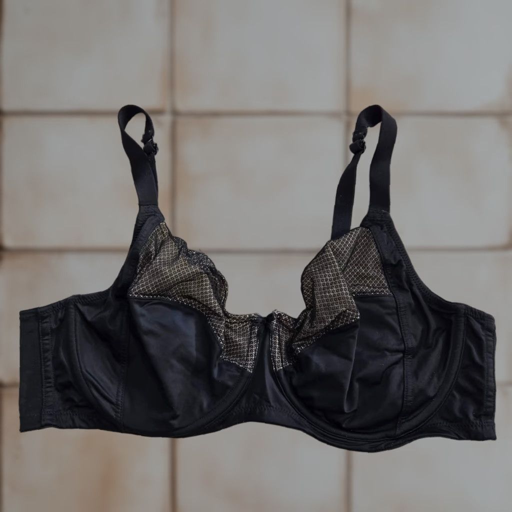 Vintage Catherines Women Bra 42Dd Black Minimizer Adjustable Strap Underwired