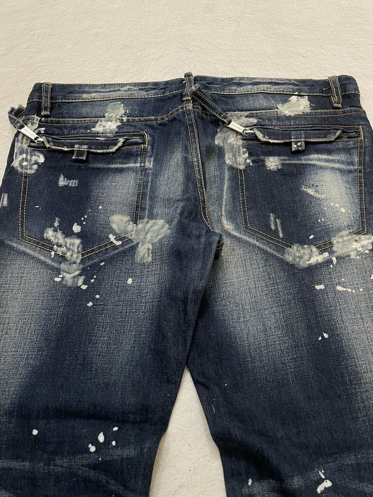 Japanese Brand Dsquared Heavy Distressed Denim Paint Splatter Dirty Washed Size US 37 - 10 Thumbnail