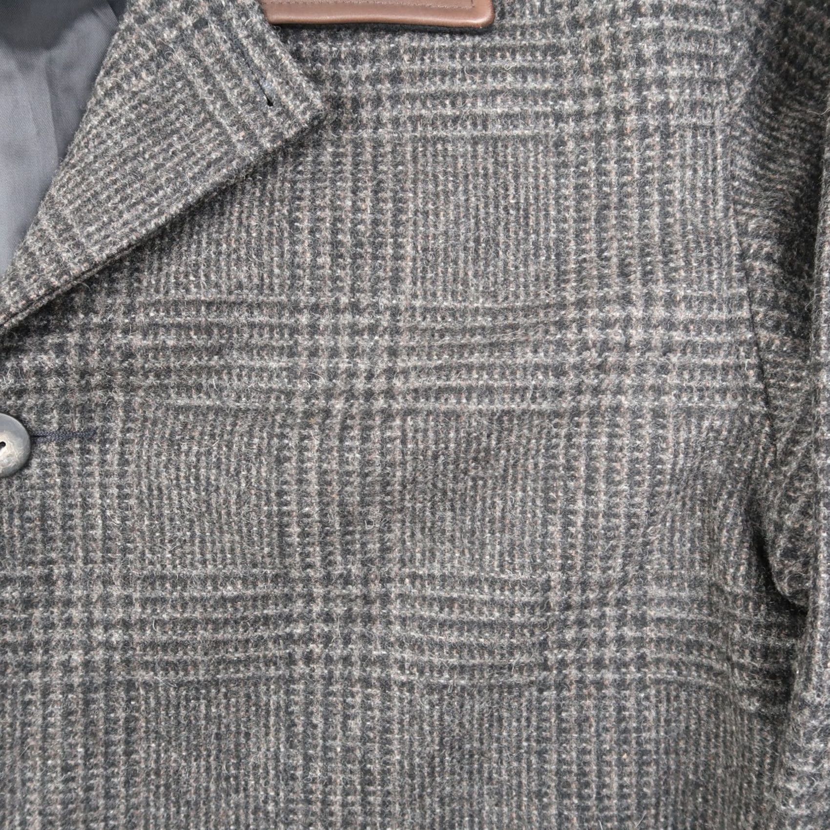 Eddie Bauer VTG Eddie Bauer Wool Tweed Glen Plaid Leather Collar Overcoat Trench Coat Mens L Size US L / EU 52-54 / 3 - 4 Thumbnail