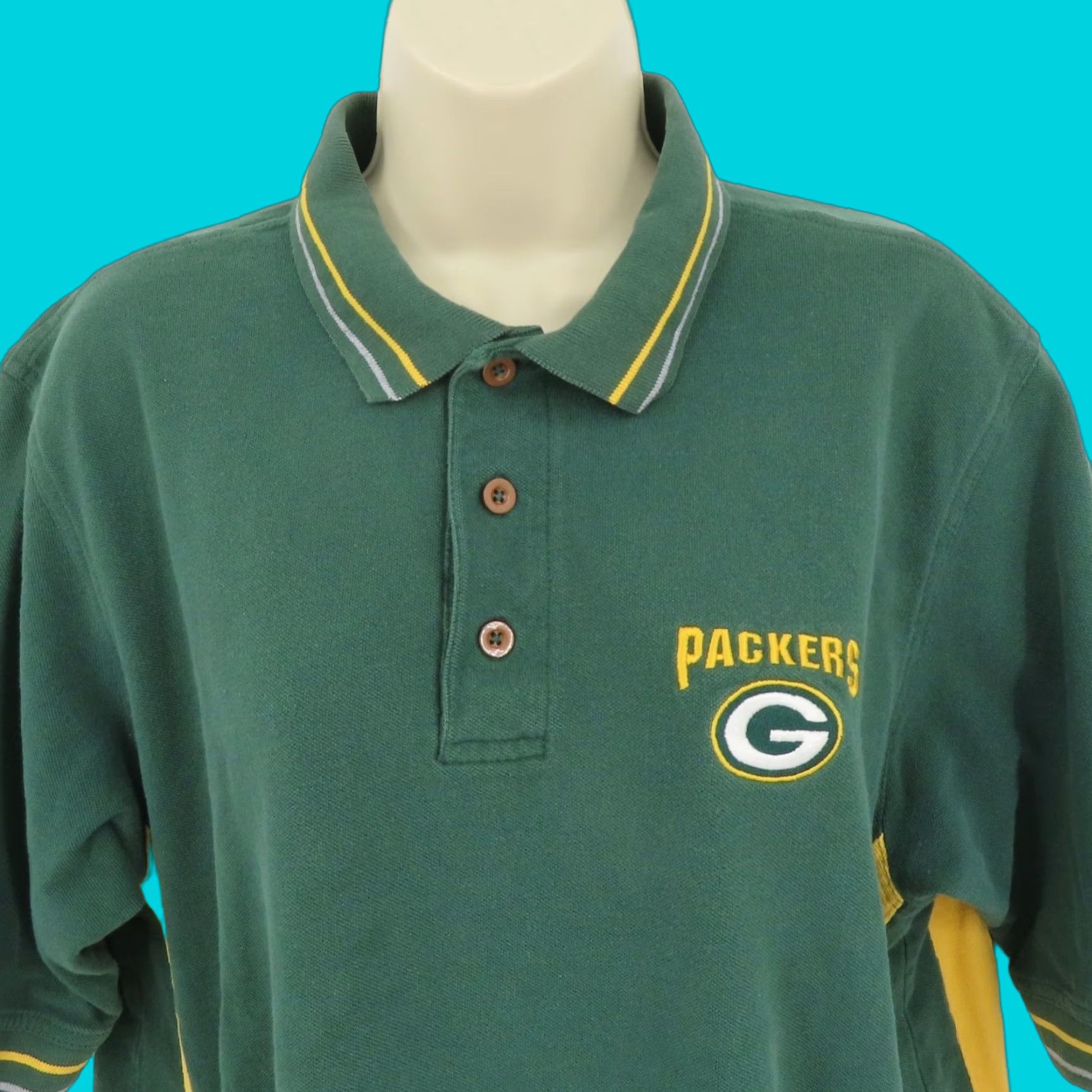 NFL VINTAGE NFL Green Bay Packers Women Crop Polo Shirt Top Yellow Embroidered Logo Collar Size ONE SIZE - 1 Thumbnail