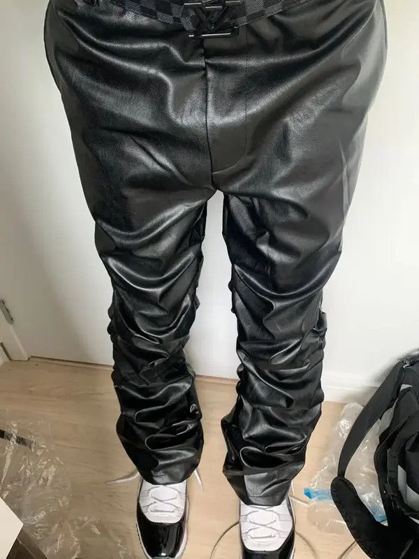 Japanese Brand Megumi x Yuko Loose Ruched Casual Pu Leather Pants Size US 30 / EU 46 - 5 Thumbnail