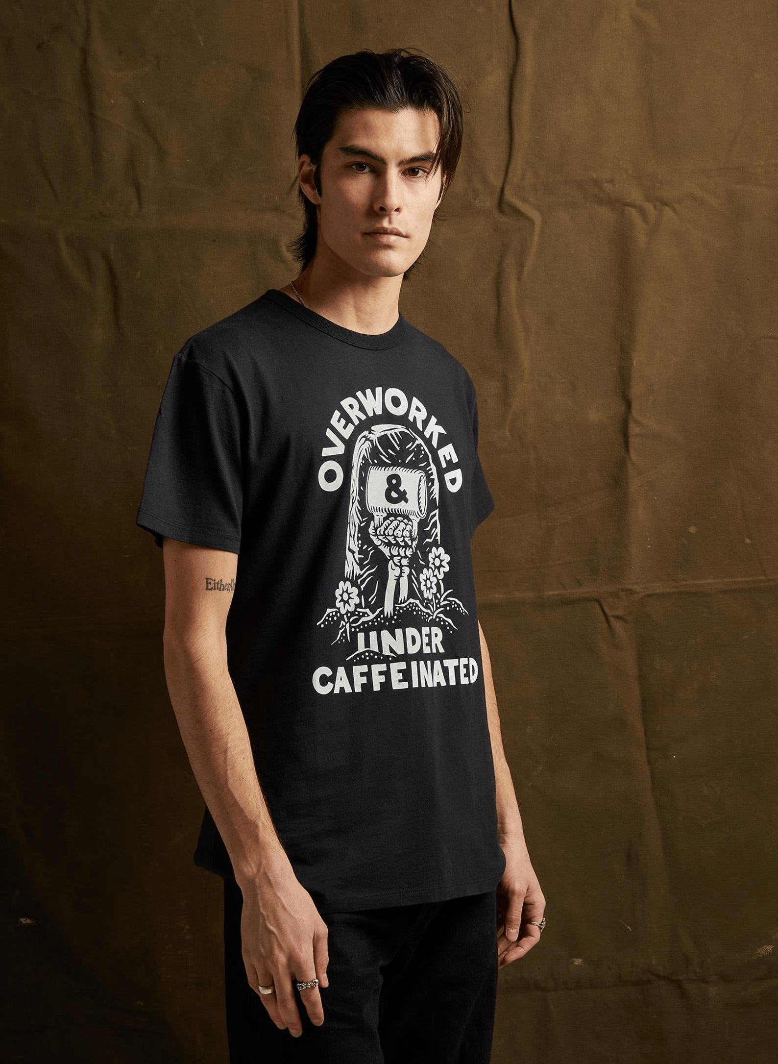 Designer × Vintage Over Worked Under Caffeinated T-Shirt Size US M / EU 48-50 / 2 - 2 Thumbnail