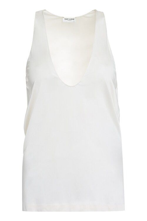 Saint Laurent Paris o1s1wg111124 Tank Top Shiny Jersey in Craie Size S / US 4 / IT 40 - 1 Thumbnail