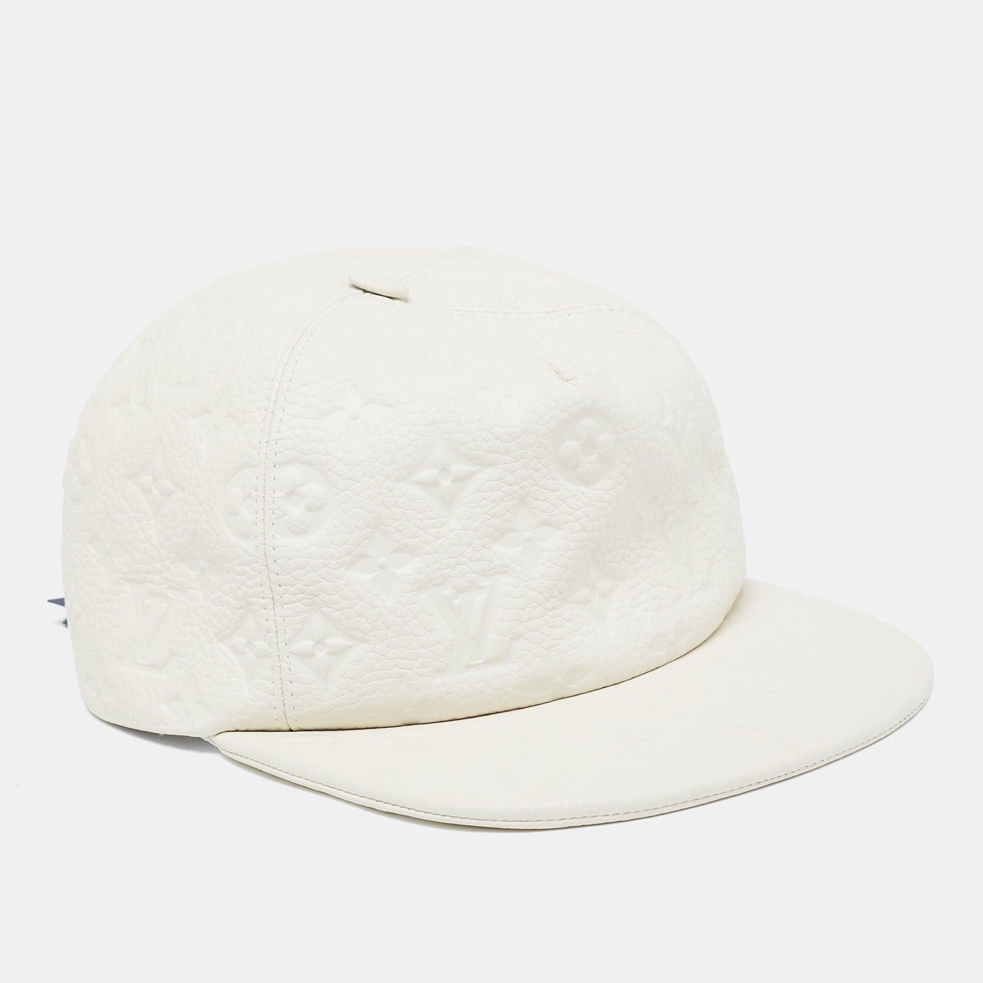 image of Louis Vuitton X Virgil Abloh Limited Edition White Casquette Monogram Quill Baseball Cap One Size