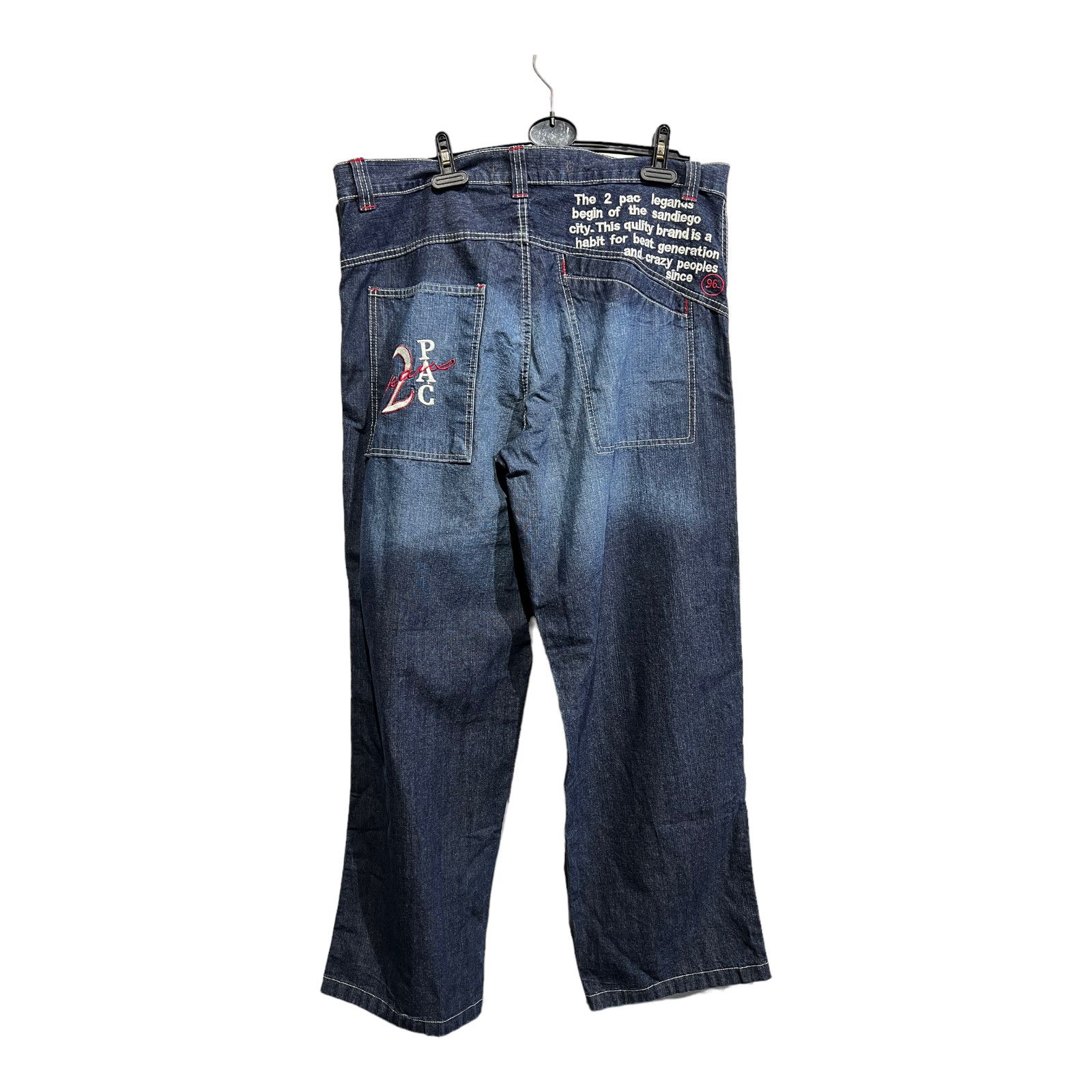 image of Makaveli Tupac Baggy Denim Pants Jeans in Blue, Men's (Size 36)