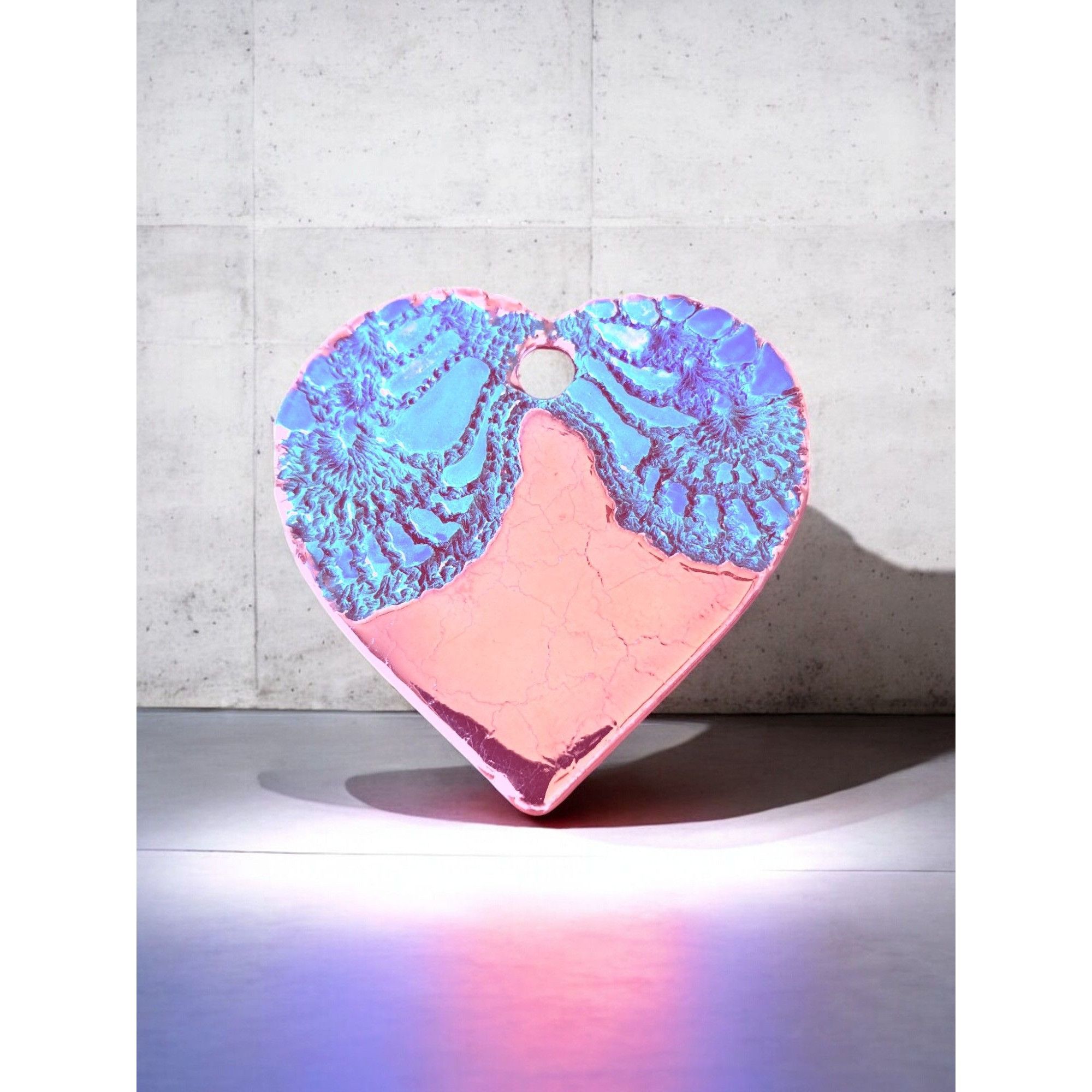 Other Textured Blue Green and Gold Resin Heart Shape Pendant —2.5" Size ONE SIZE - 1 Thumbnail