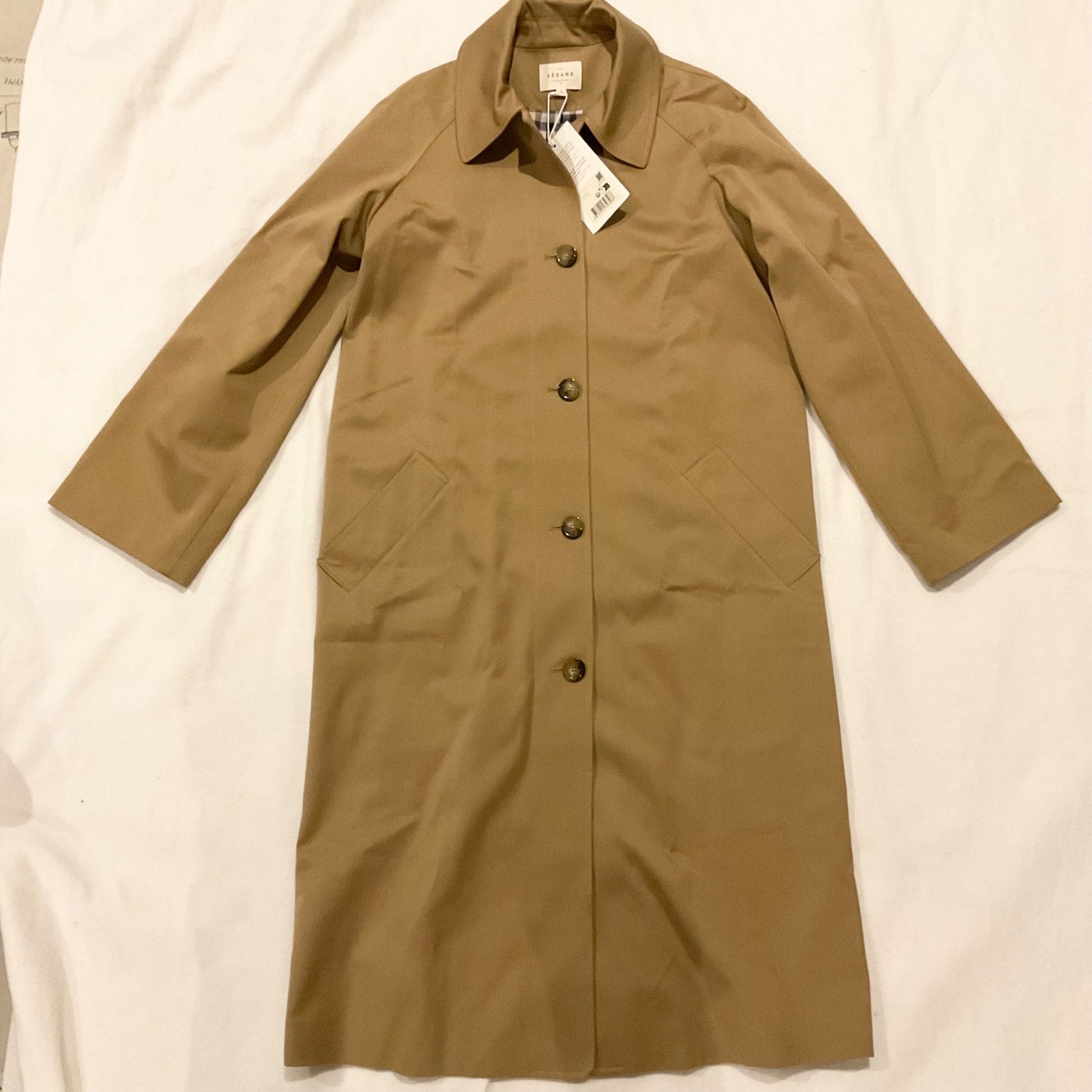 Sezane NWT Sezane CLYDE TRENCH COAT camel brown SZ32 us0 bust 40 ov Size S / US 4 / IT 40 - 2 Thumbnail