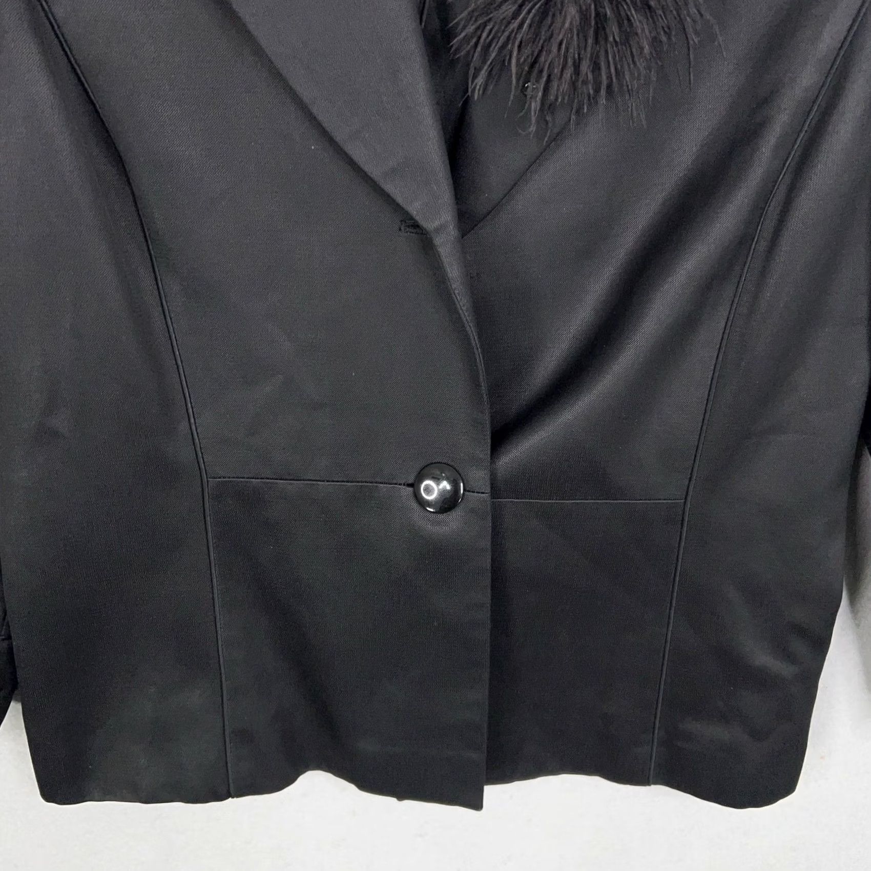Banana Republic Banana Republic Blazer Womens 10 Black One-Button Notch Lapel 3/4 Sleeve Vintage Velvet? No, keep to original words. Size L / US 10 / IT 46 - 3 Thumbnail