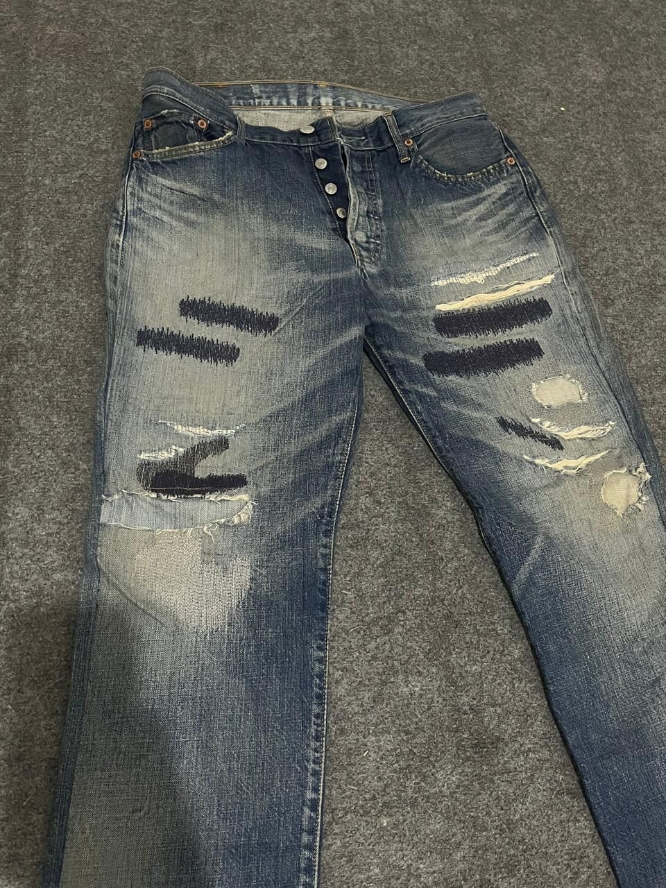 Vintage 2007 Levis 501-0069 Custom Distrassed Repaired Denim