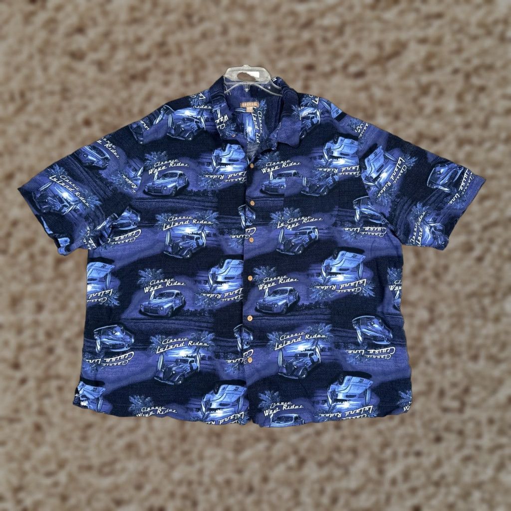 George George Button-Up Shirt Mens 3XL Blue Hawaiian Floral Short Sleeve Rayon Button-Front Casual Dress Shirt Size US XXL / EU 58 / 5 - 1 Thumbnail
