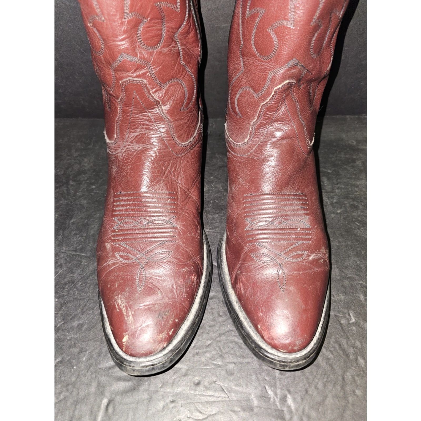 Vintage VINTAGE Old West Cowboy Western Boots Red Leather Mens Size 9.5 EE Model TBM3013 Size US 10 / EU 43 - 3 Thumbnail