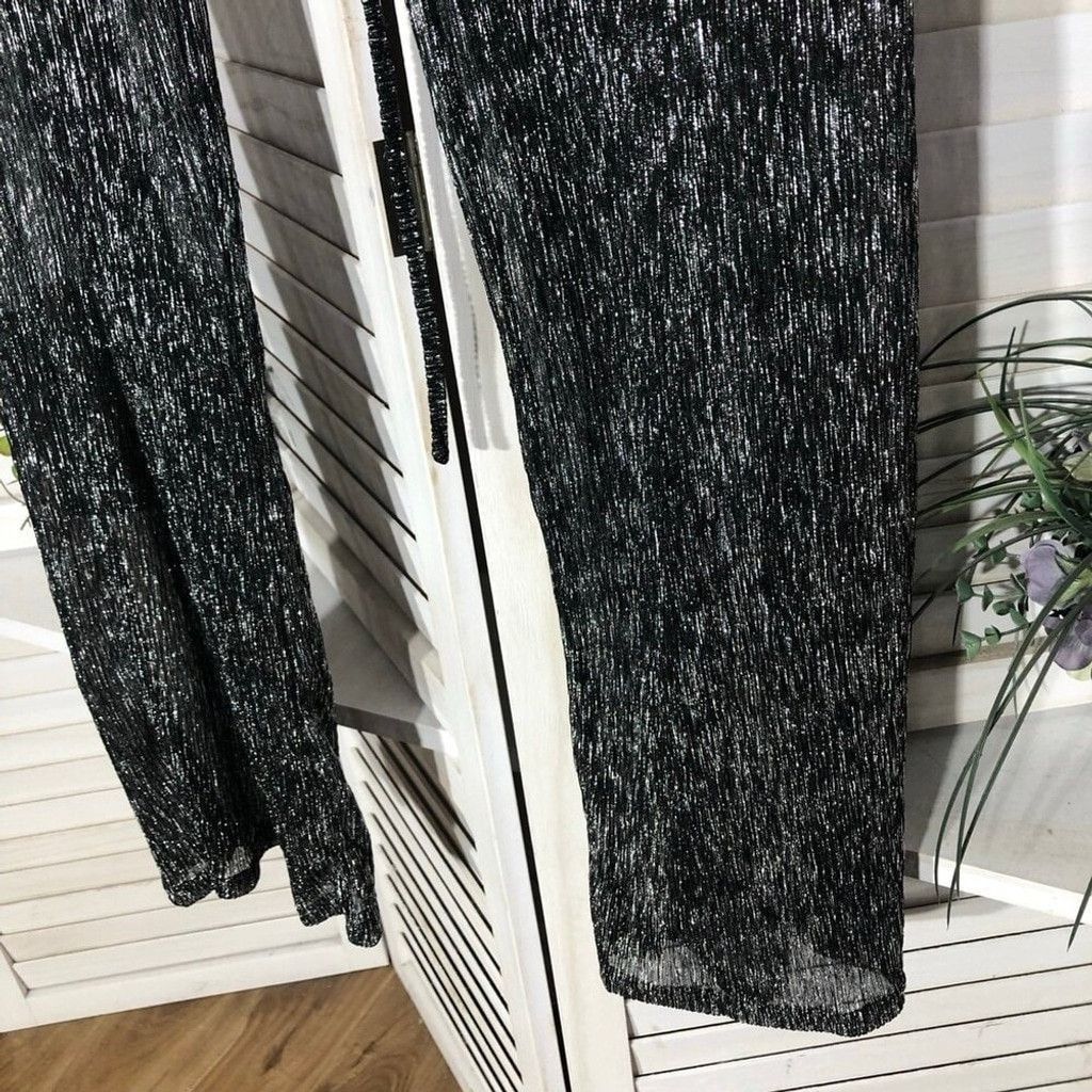 Forever 21 Cover Up Pants Disco Sequin High-Rise Silver/Black S Size 27" / US 4 / IT 40 - 4 Thumbnail