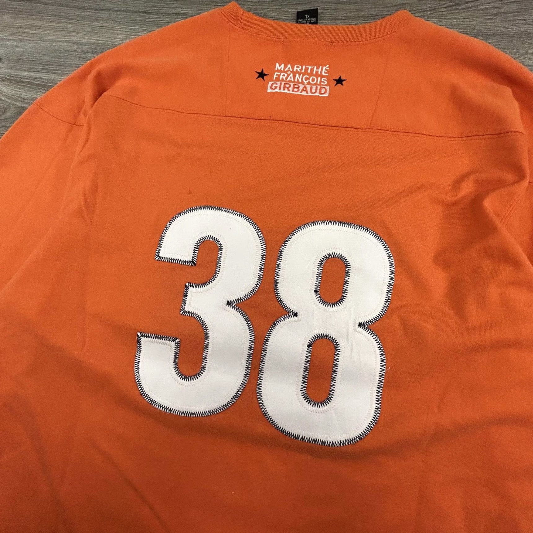 Vintage VINTAGE Marithé François Girbaud Shirt Mens XL Orange 38 Double Sided Graphic Jersey Y2K 90s Crew Neck Short Sleeve Graphic Print Size US XL / EU 56 / 4 - 3 Thumbnail