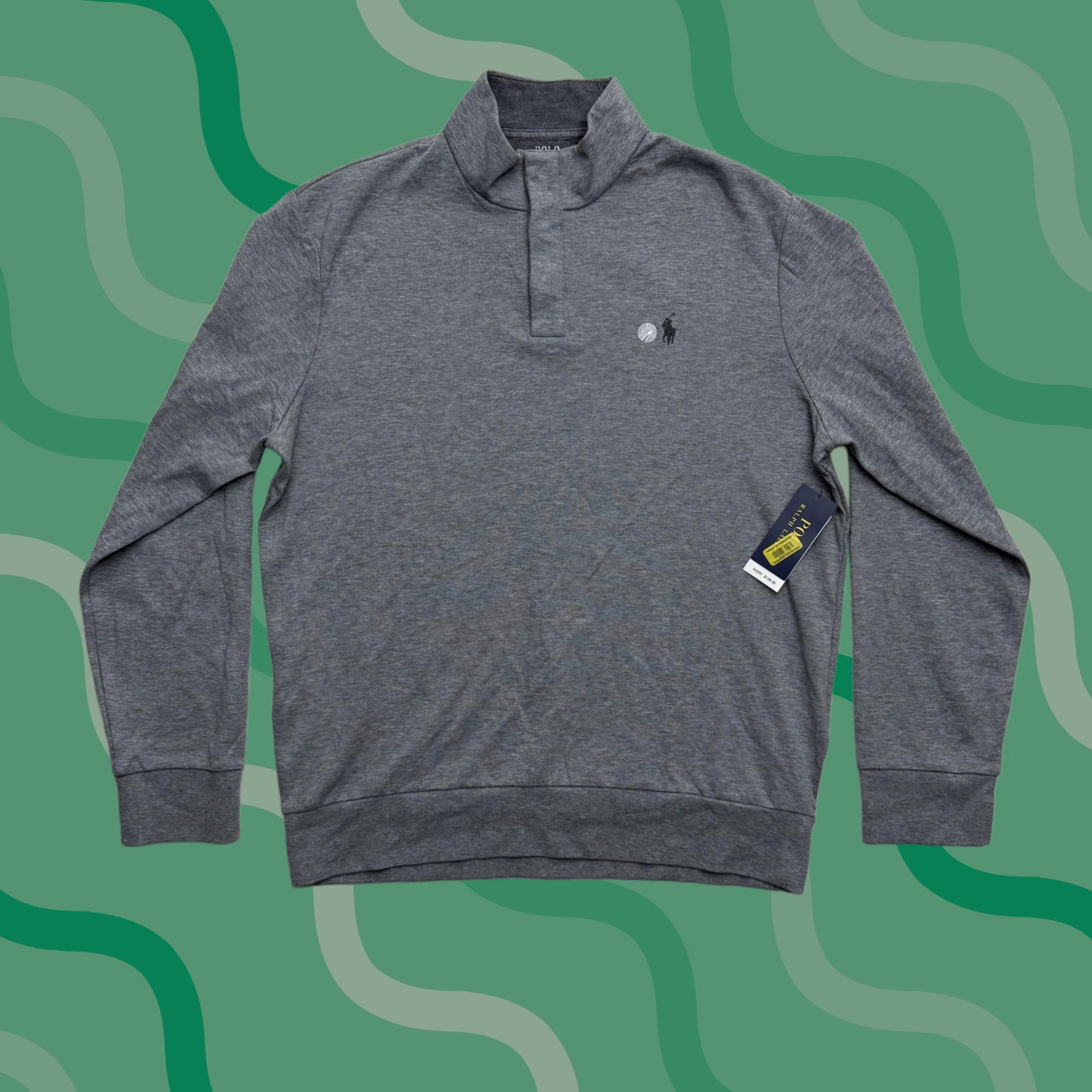 Polo Ralph Lauren Polo Ralph Lauren Sweatshirt Mens Large Gray Mock Neck Blair’s Pullover Logo Jersey Cotton Polyester Regular Long Sleeve Regular Fit Adult Mens Size US L / EU 52-54 / 3 - 1 Thumbnail