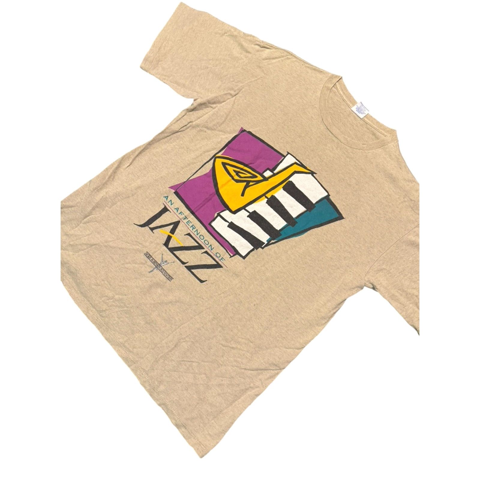 Starter VINTAGE Starter Afternoon Of Jazz Jackie Robinson Foundation T Shirt Size L Mens Beige 70s 80s 90s Graphic Print Crew Neck Short Sleeve Size US L / EU 52-54 / 3 - 4 Thumbnail