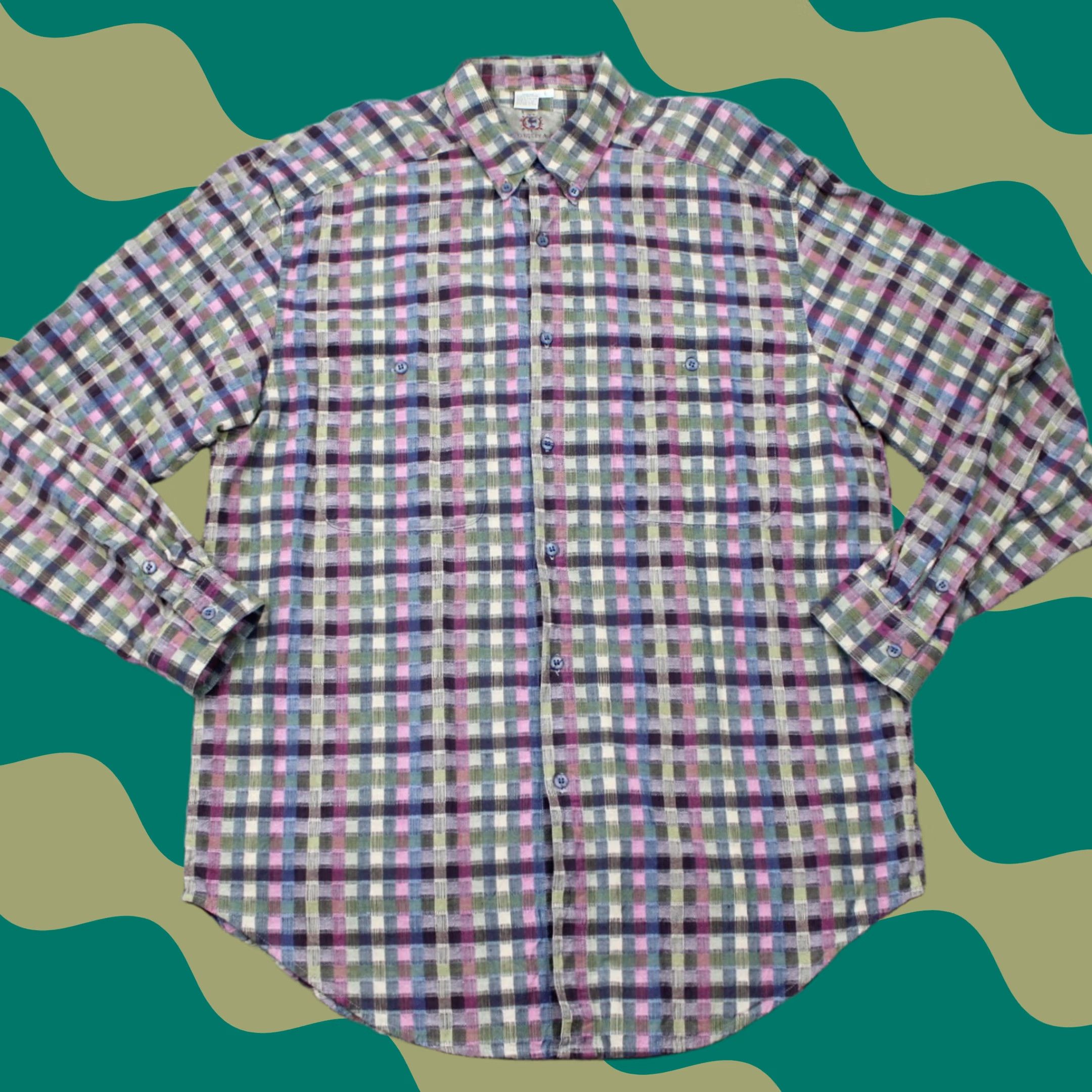 The Territory Ahead The Territory Ahead Shirt Mens Large Pink/Green/Blue Button-Down Long Sleeve Cotton Geometric Size US L / EU 52-54 / 3 - 1 Thumbnail