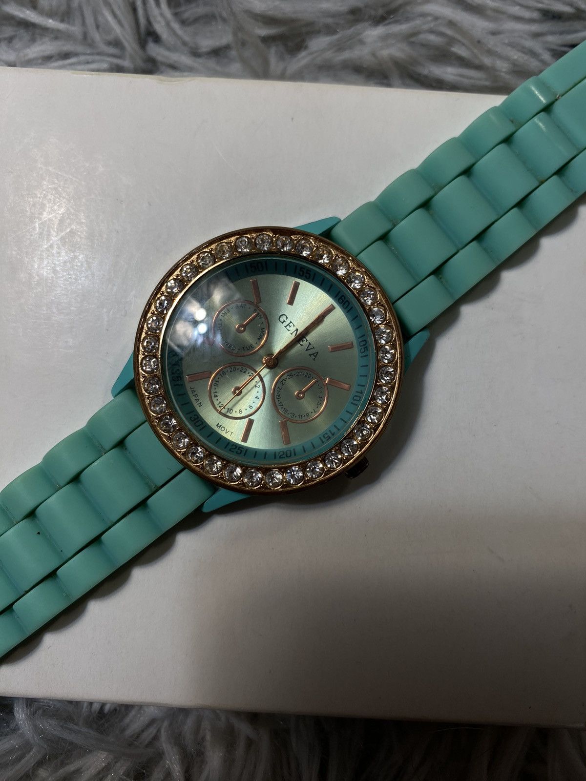 Other Mint Green Crystal Bezel Watch - Japanese Brand Size ONE SIZE - 6 Thumbnail