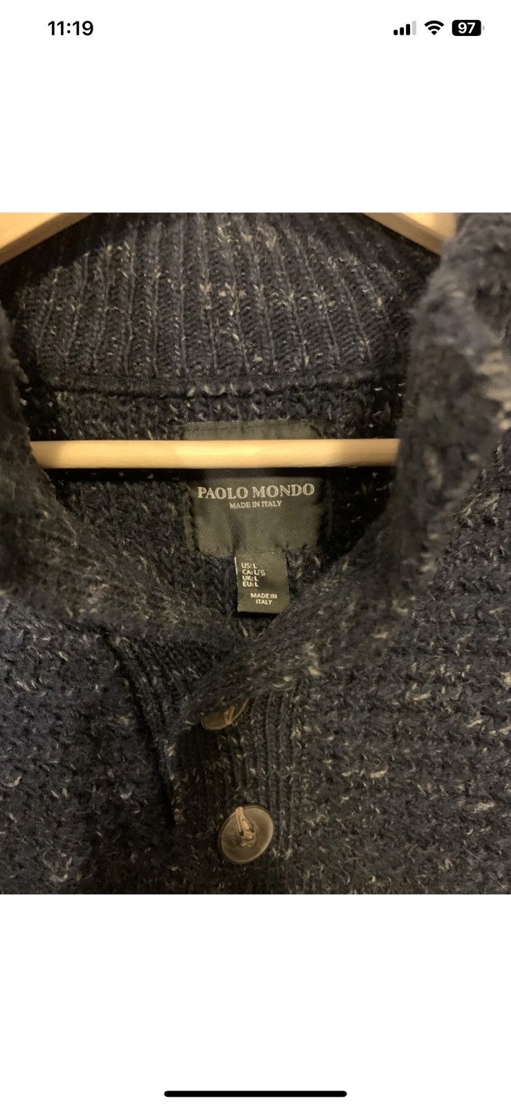 Paolo Mondo Paolo Mondo Mens Sz L Wool Blend sweater Blue Made In Italy Size US L / EU 52-54 / 3 - 2 Thumbnail
