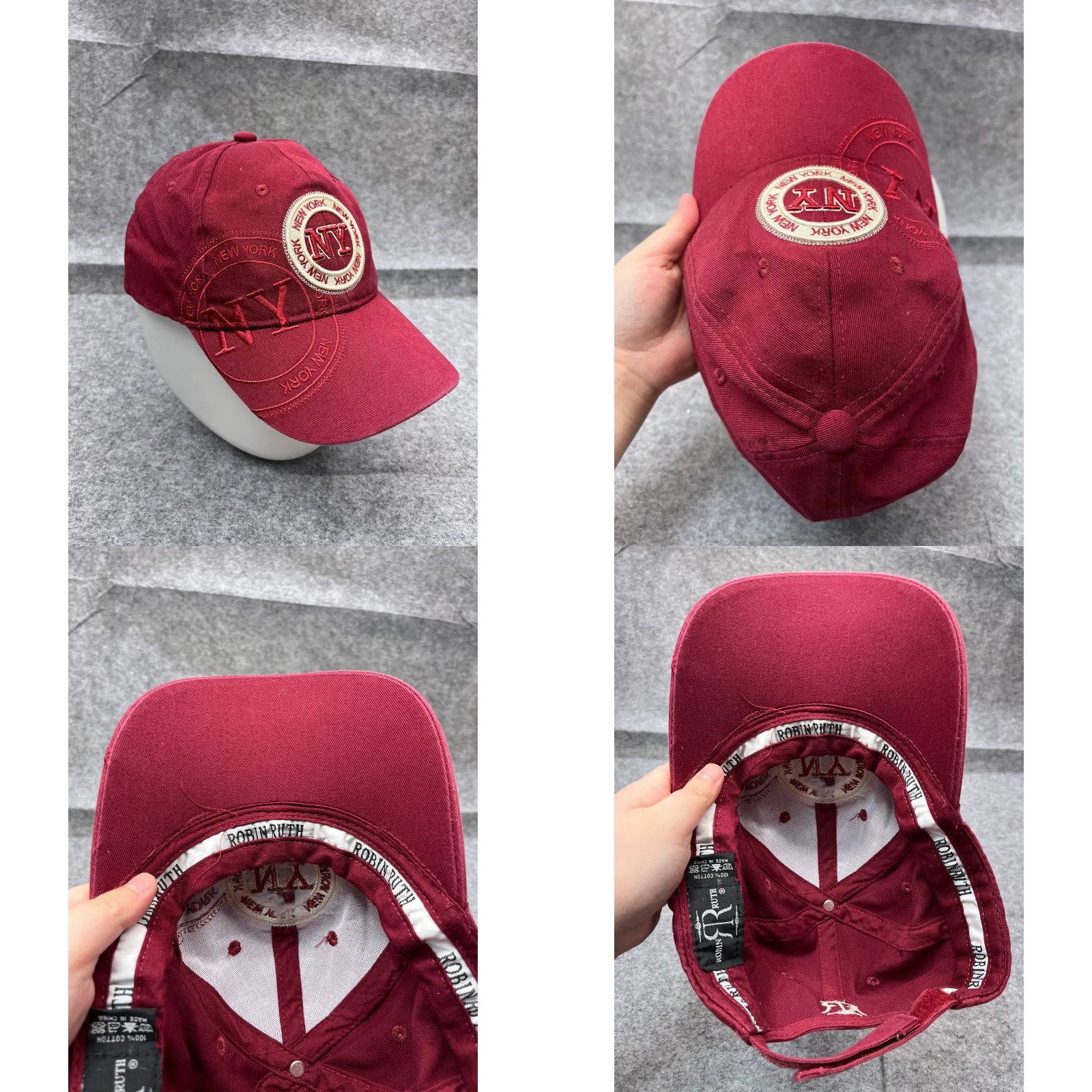 Vintage Robin Ruth Hat Cap Strap Back Adult One Size Red Cotton Embroidered Baseball Cap Size ONE SIZE - 8 Thumbnail