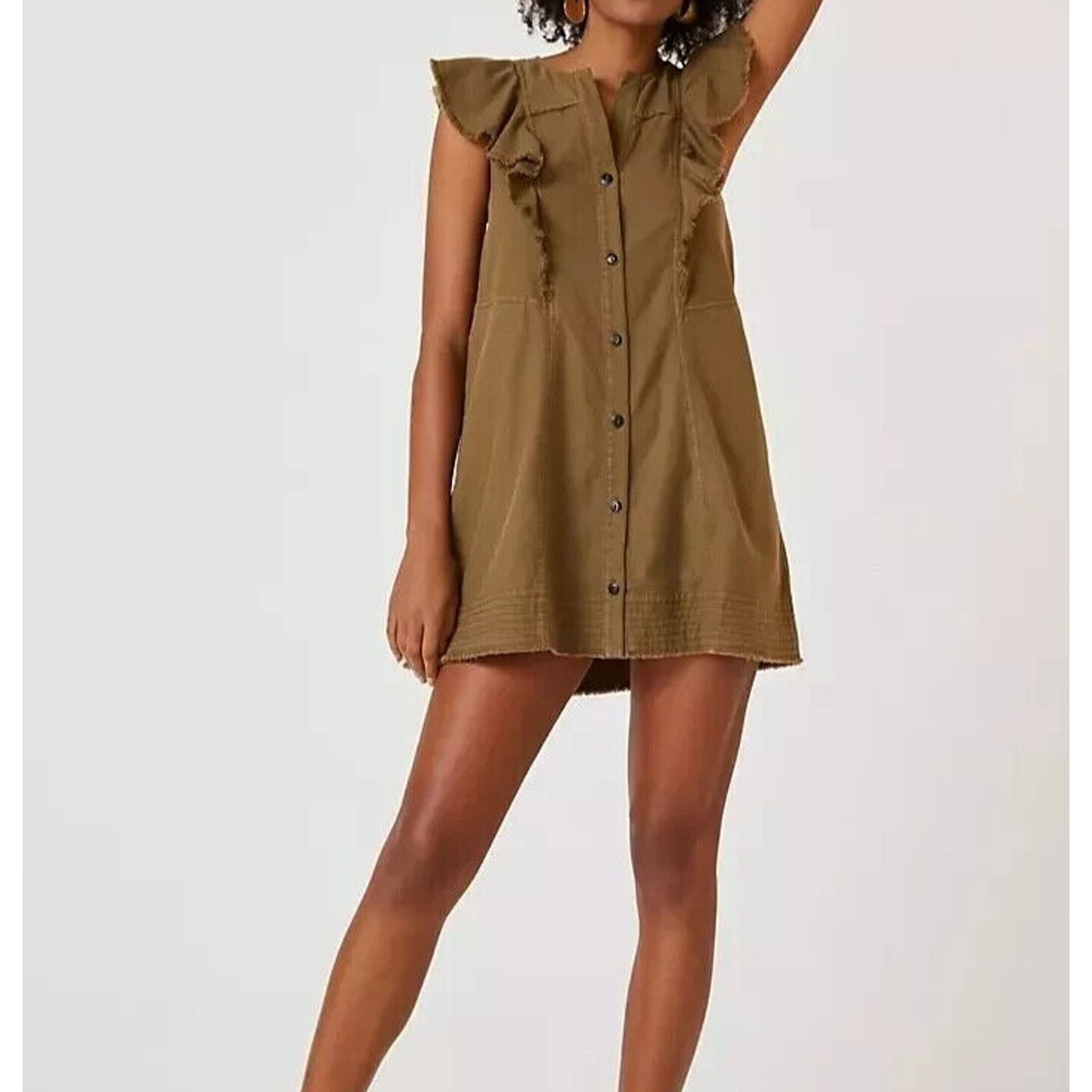 Anthropologie NEW Anthropologie Pilcro Flutter Sleeve Buttondown Dress Size XXS / US 00 / IT 34 - 1 Thumbnail