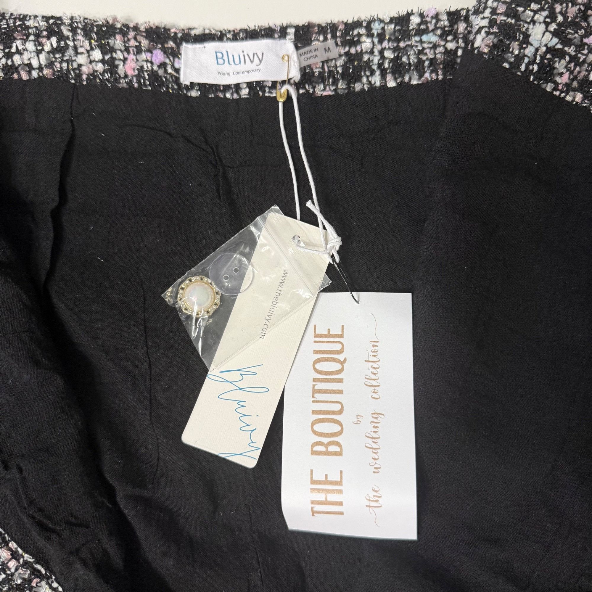 Other Bluivy Black & Pink Tweed Mini Skirt With Pearl Button Detai Size 30" / US 8 / IT 44 - 6 Thumbnail