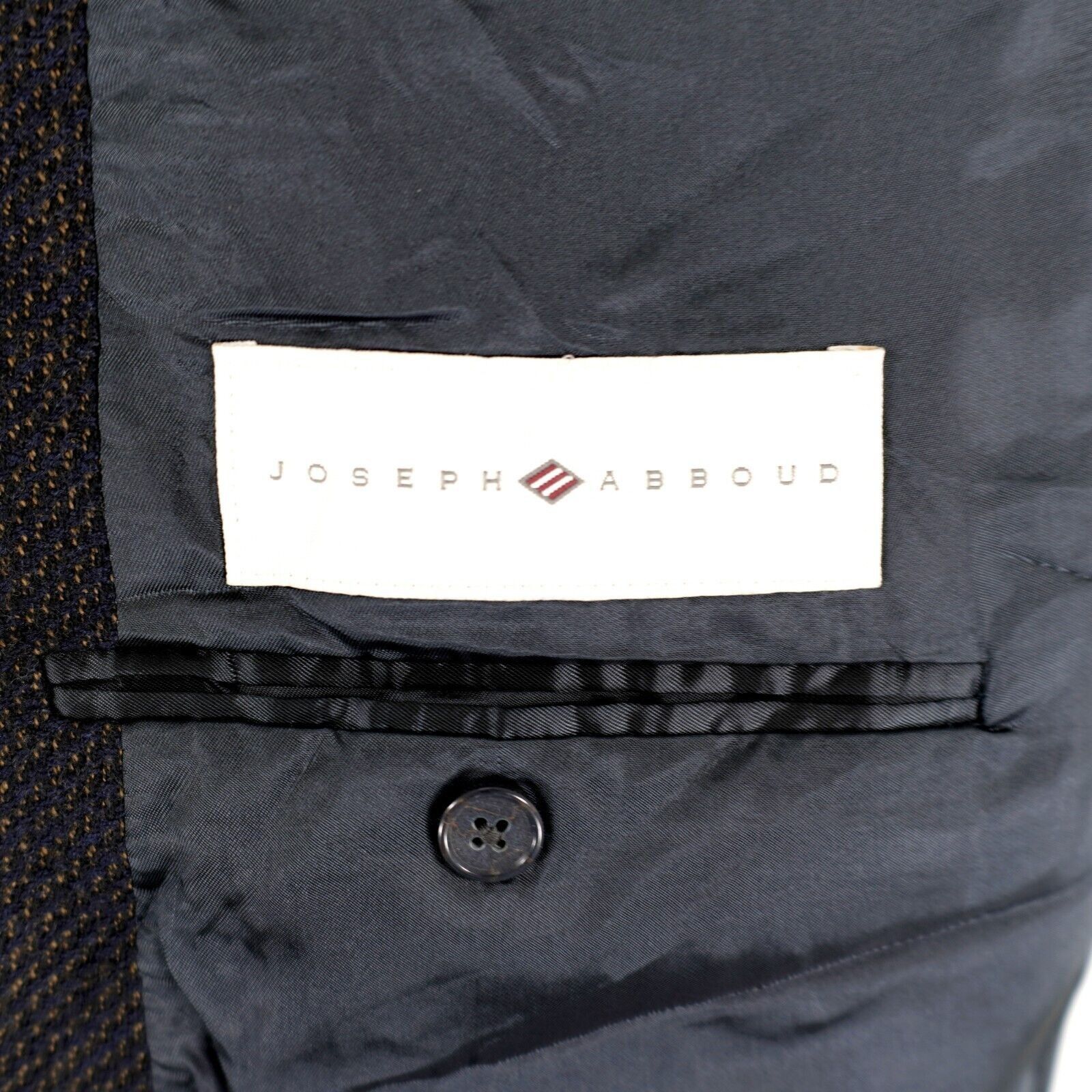 Joseph Abboud Joseph Abboud Soft Tweed Wool Blue Black Tan Check 3 Button Size 44R - 9 Thumbnail