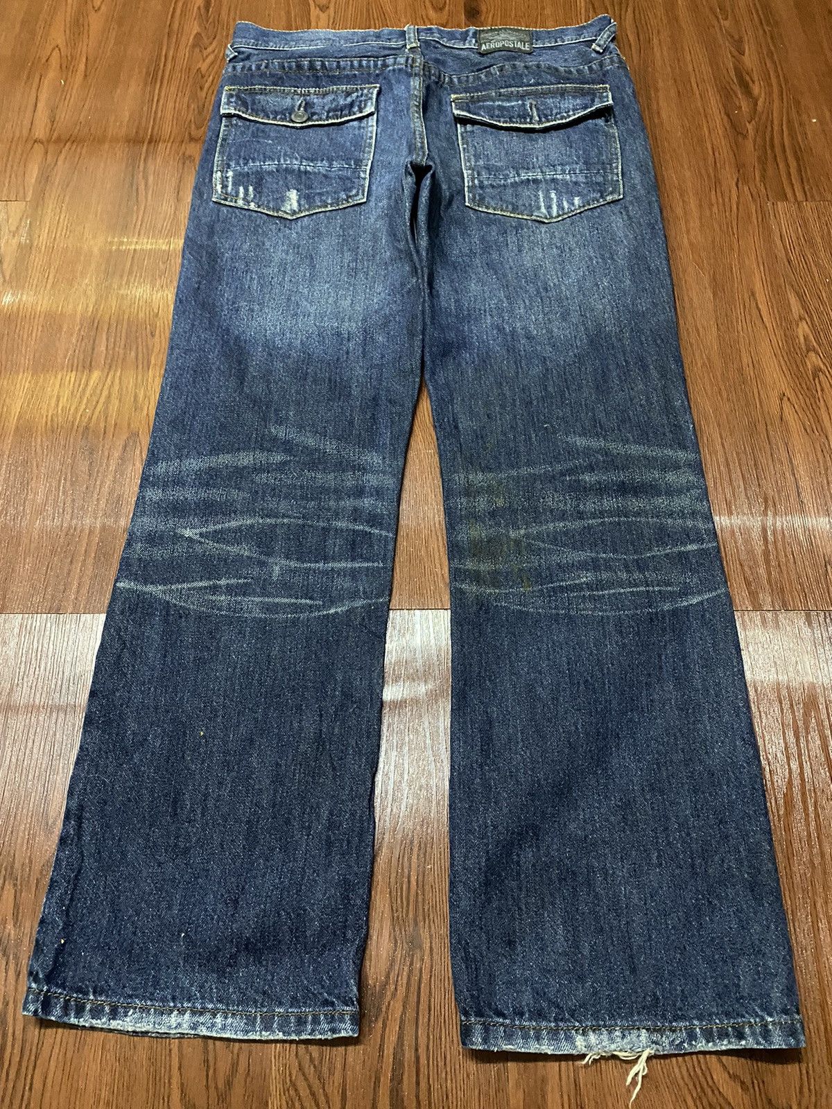 Aeropostale Vintage Aeropostale Slim bootcut Blue Wash Distressed Jeans Size US 34 / EU 50 - 2 Thumbnail