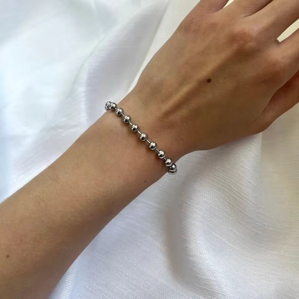 Japanese Brand 23 cm + 6 mm Stainless Steel Ball Chain Bracelet Size ONE SIZE - 1 Thumbnail