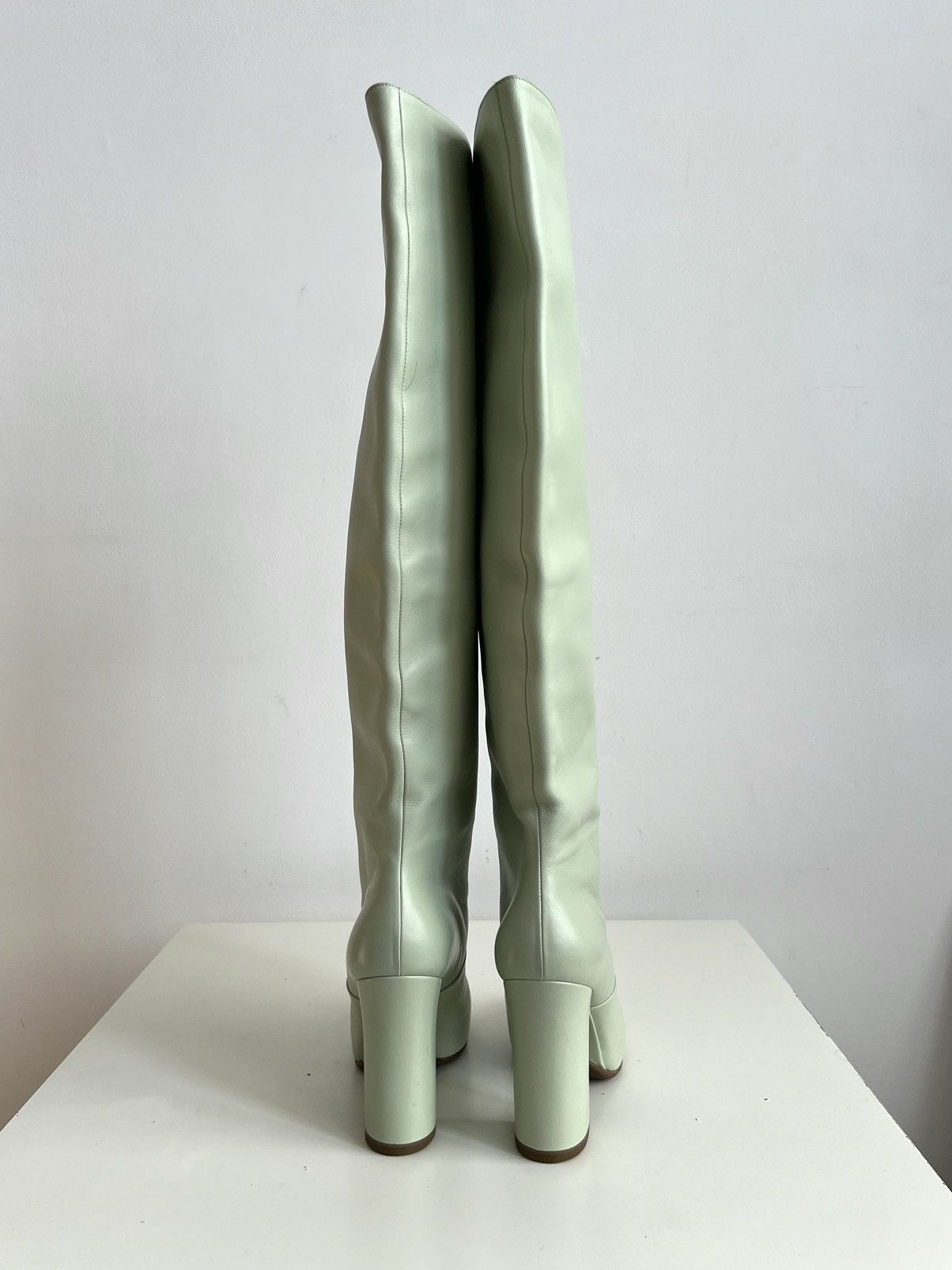 Dries Van Noten 🔥F/W20 Dries Van Noten Knee High Mint Calf Leather Boots Size US 9 / IT 39 - 9 Thumbnail